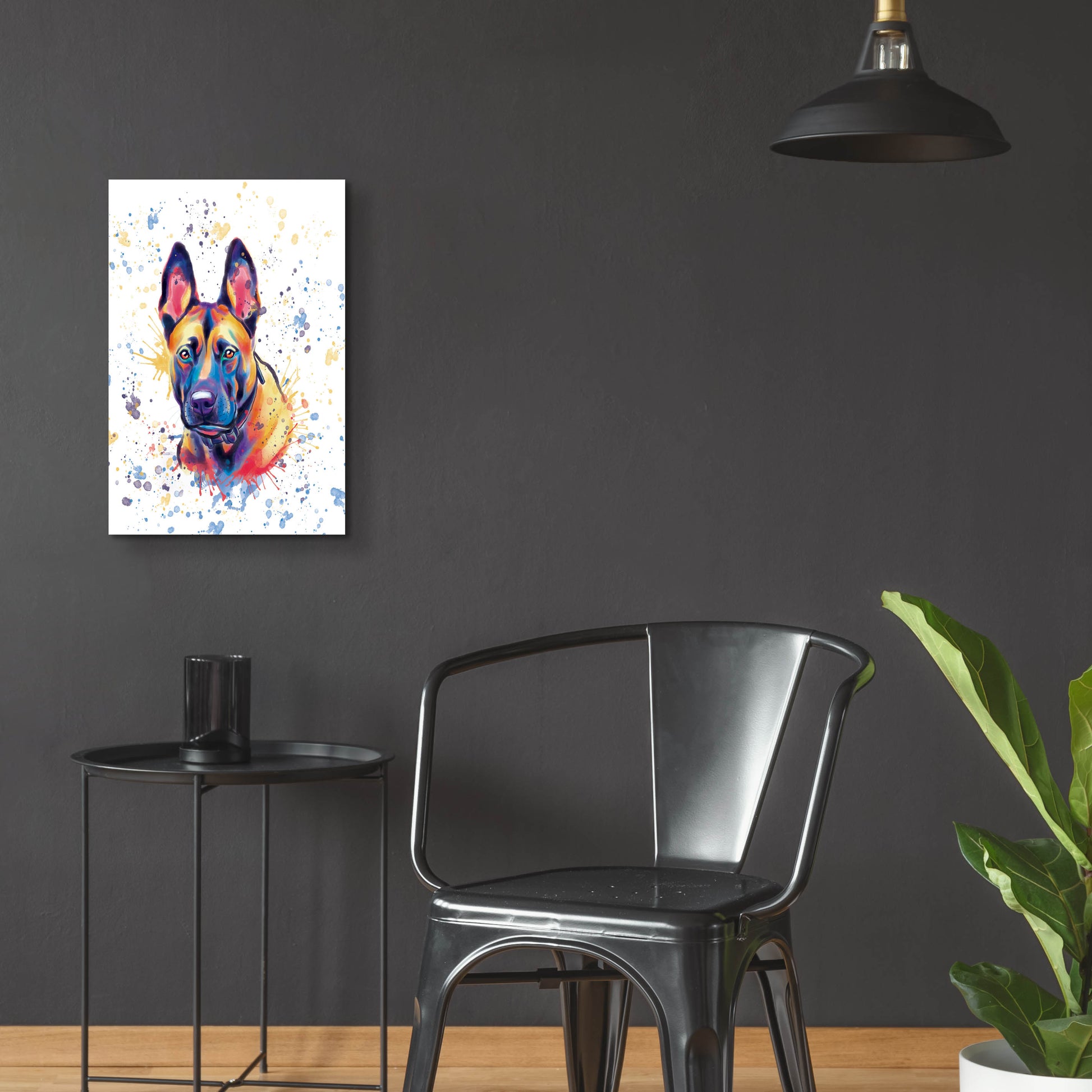 Epic Art 'Colorful Watercolor Belgian Malinois' by Furbaby Affiliates, Acrylic Glass Wall Art,16x24