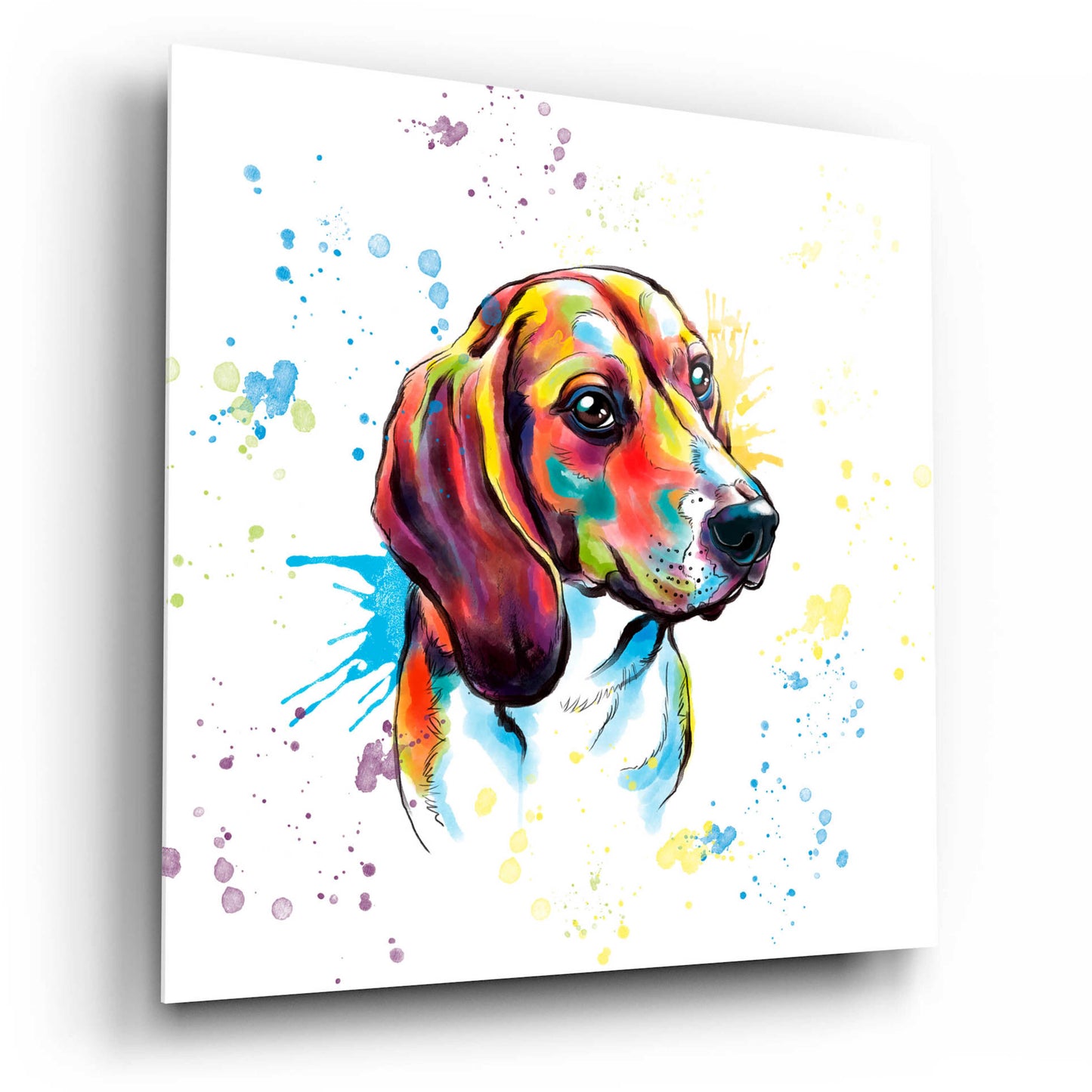 Epic Art 'Colorful Watercolor Beagle' by Furbaby Affiliates, Acrylic Glass Wall Art,12x12