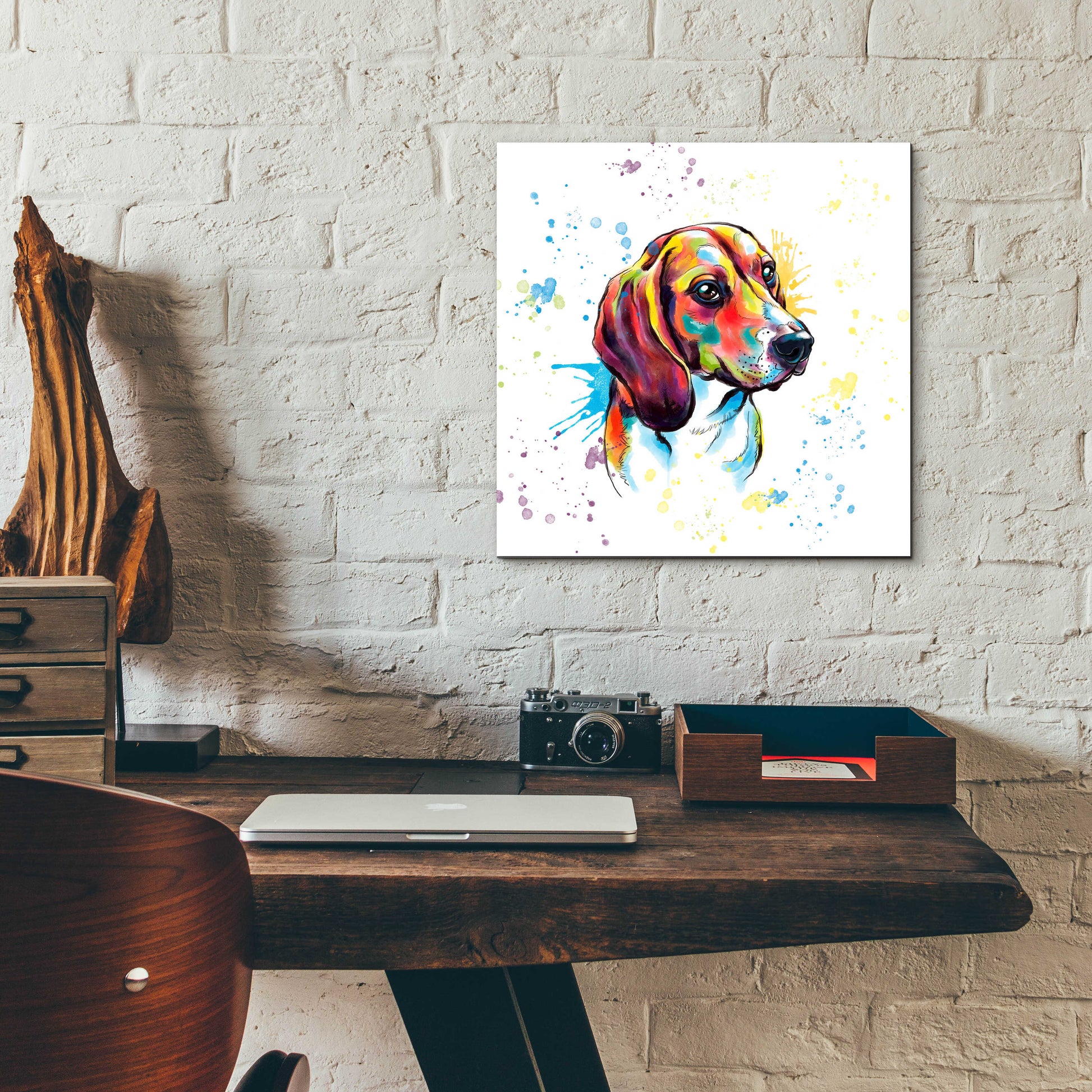 Epic Art 'Colorful Watercolor Beagle' by Furbaby Affiliates, Acrylic Glass Wall Art,12x12