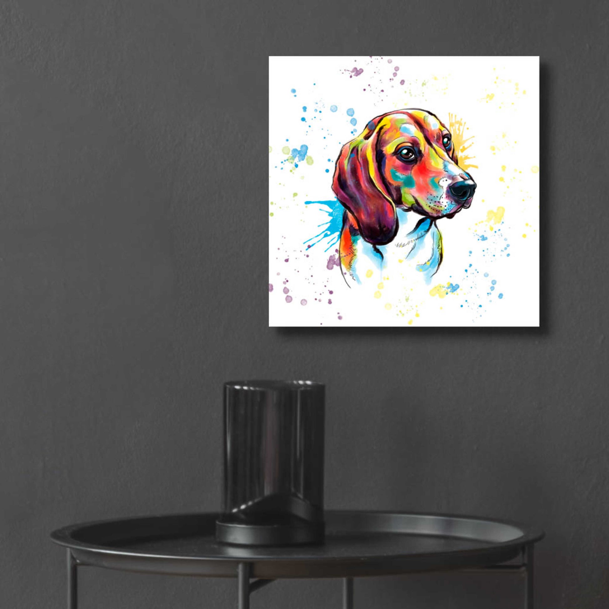 Epic Art 'Colorful Watercolor Beagle' by Furbaby Affiliates, Acrylic Glass Wall Art,12x12