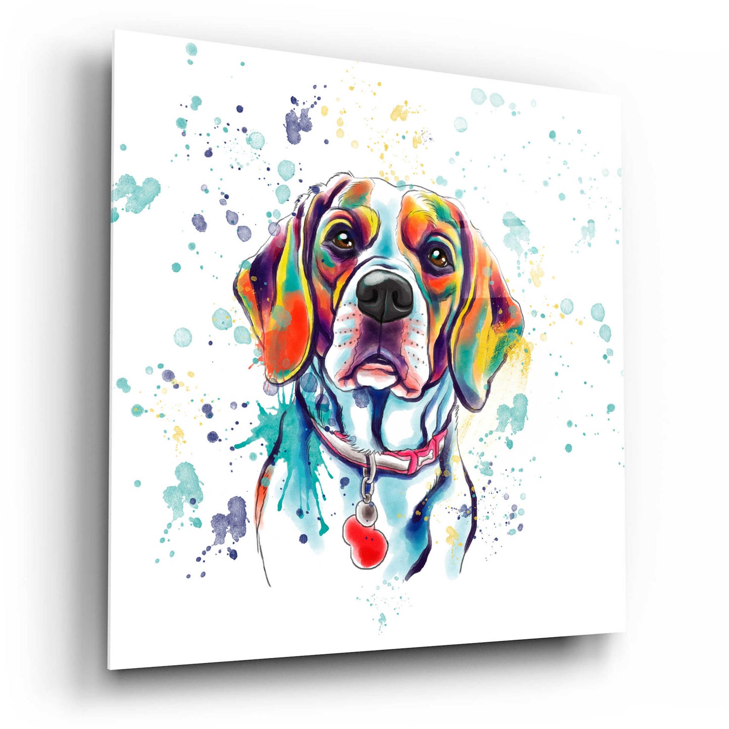 Epic Art 'Colorful Watercolor Beagle 2' by Furbaby Affiliates, Acrylic Glass Wall Art,12x12