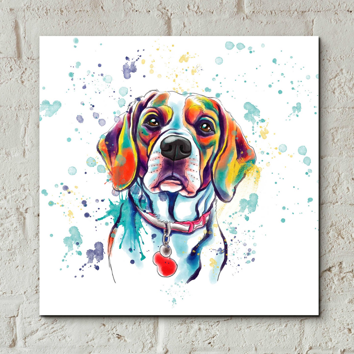 Epic Art 'Colorful Watercolor Beagle 2' by Furbaby Affiliates, Acrylic Glass Wall Art,12x12