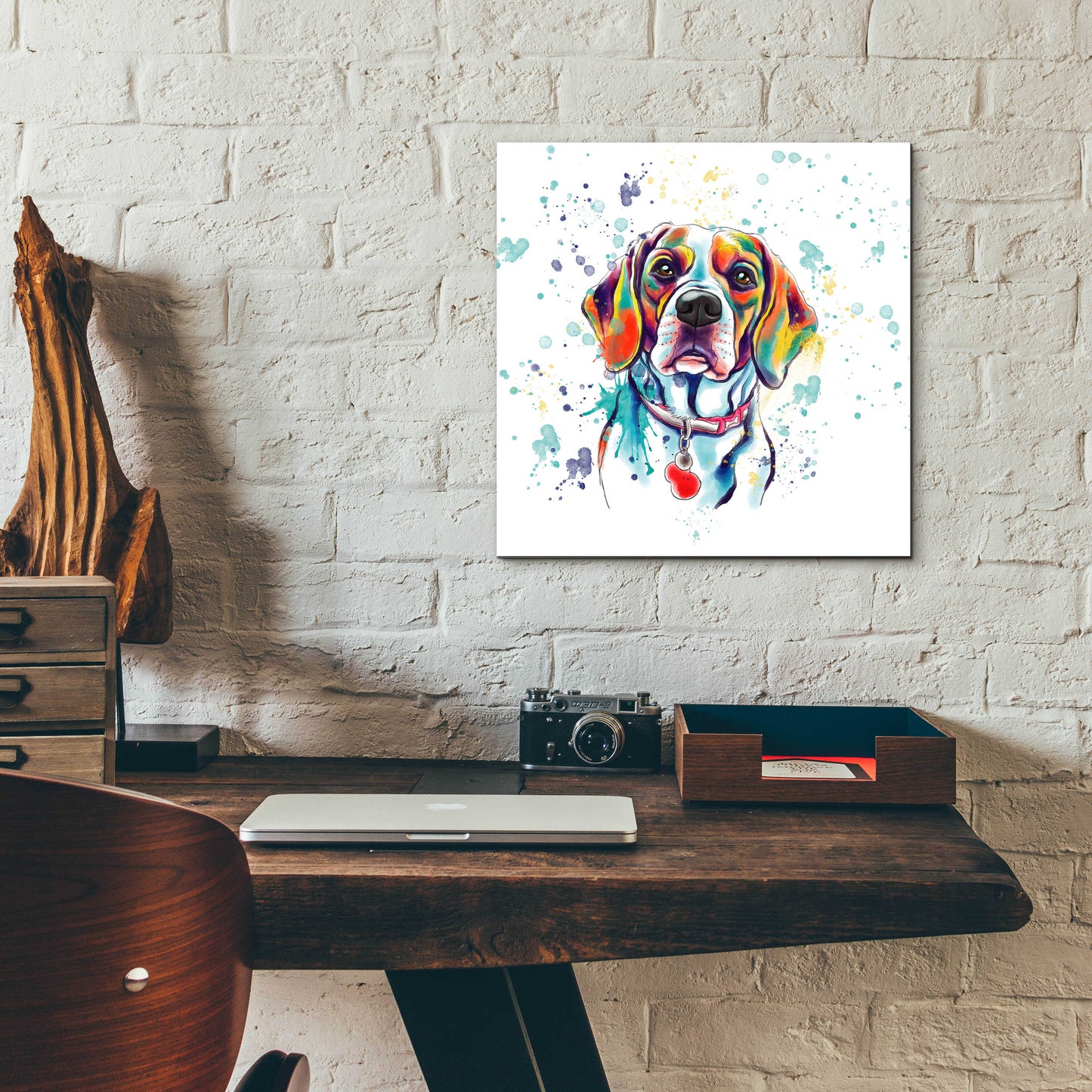 Epic Art 'Colorful Watercolor Beagle 2' by Furbaby Affiliates, Acrylic Glass Wall Art,12x12