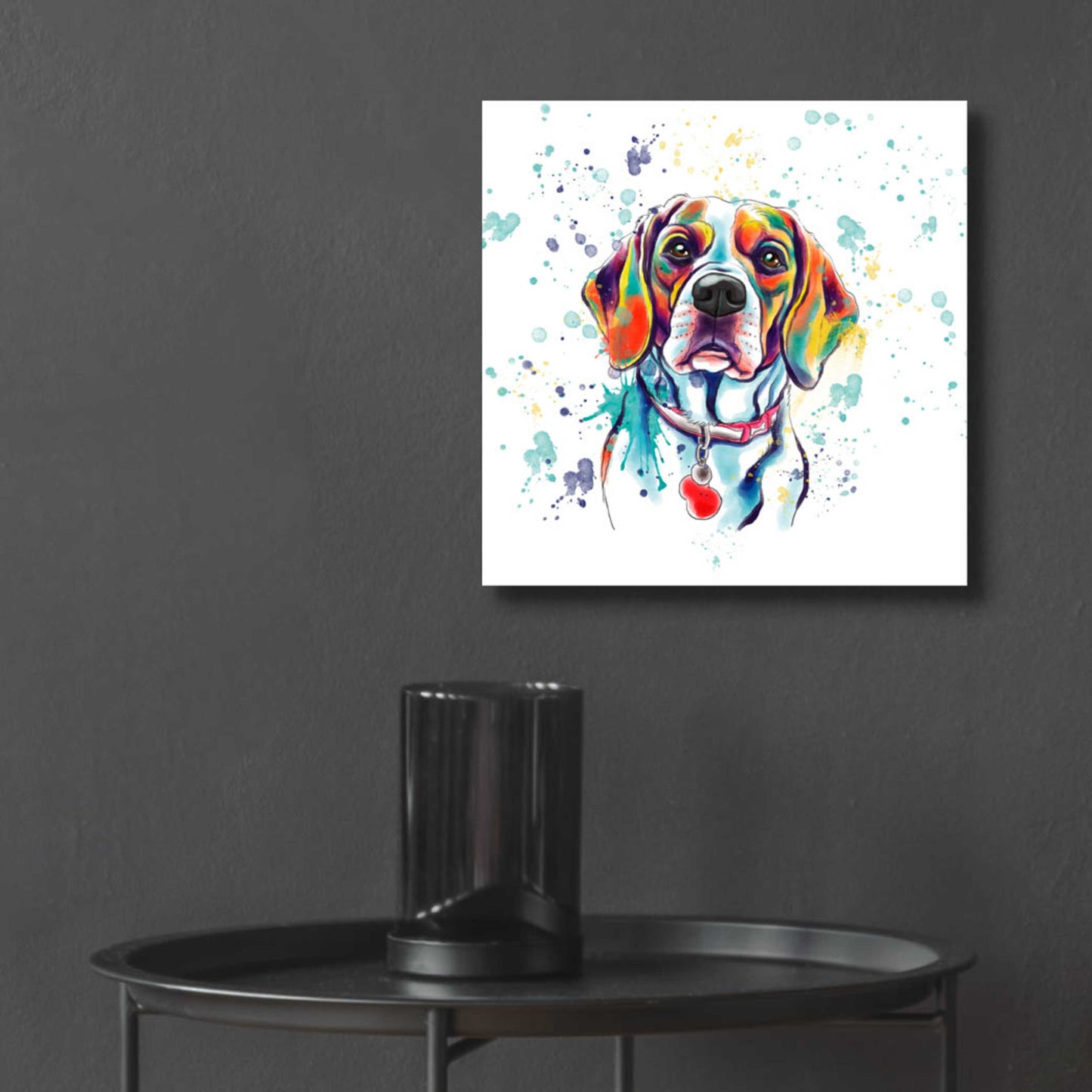 Epic Art 'Colorful Watercolor Beagle 2' by Furbaby Affiliates, Acrylic Glass Wall Art,12x12