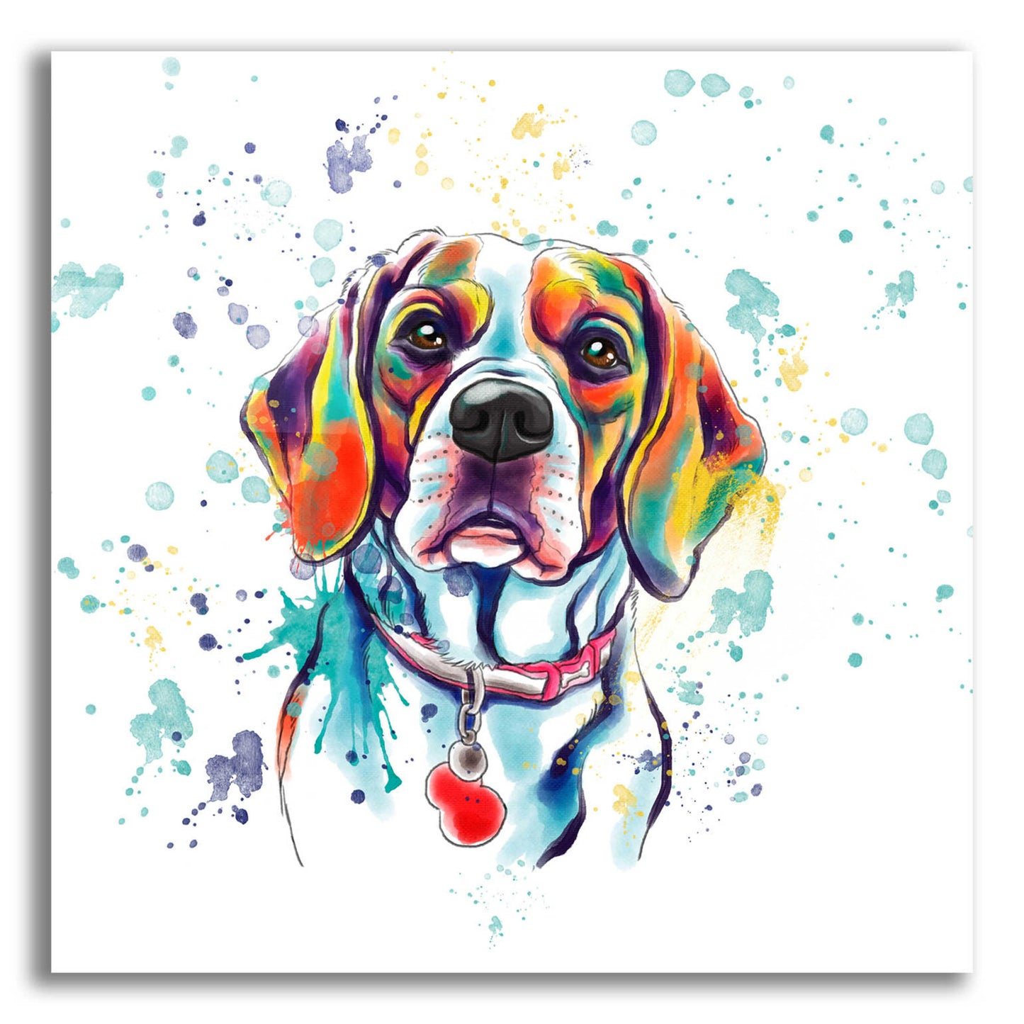 Epic Art 'Colorful Watercolor Beagle 2' by Furbaby Affiliates, Acrylic Glass Wall Art,12x12