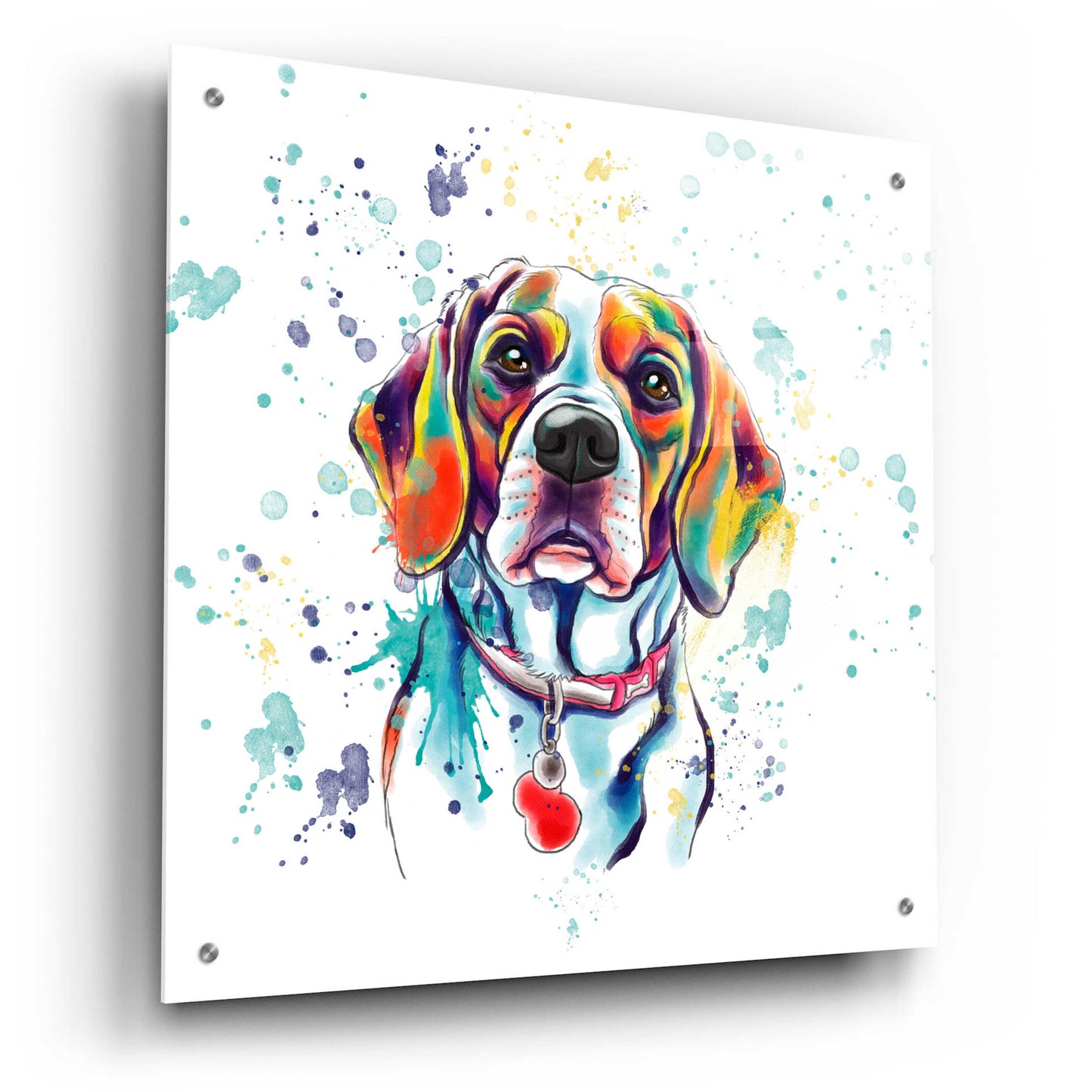 Epic Art 'Colorful Watercolor Beagle 2' by Furbaby Affiliates, Acrylic Glass Wall Art,24x24