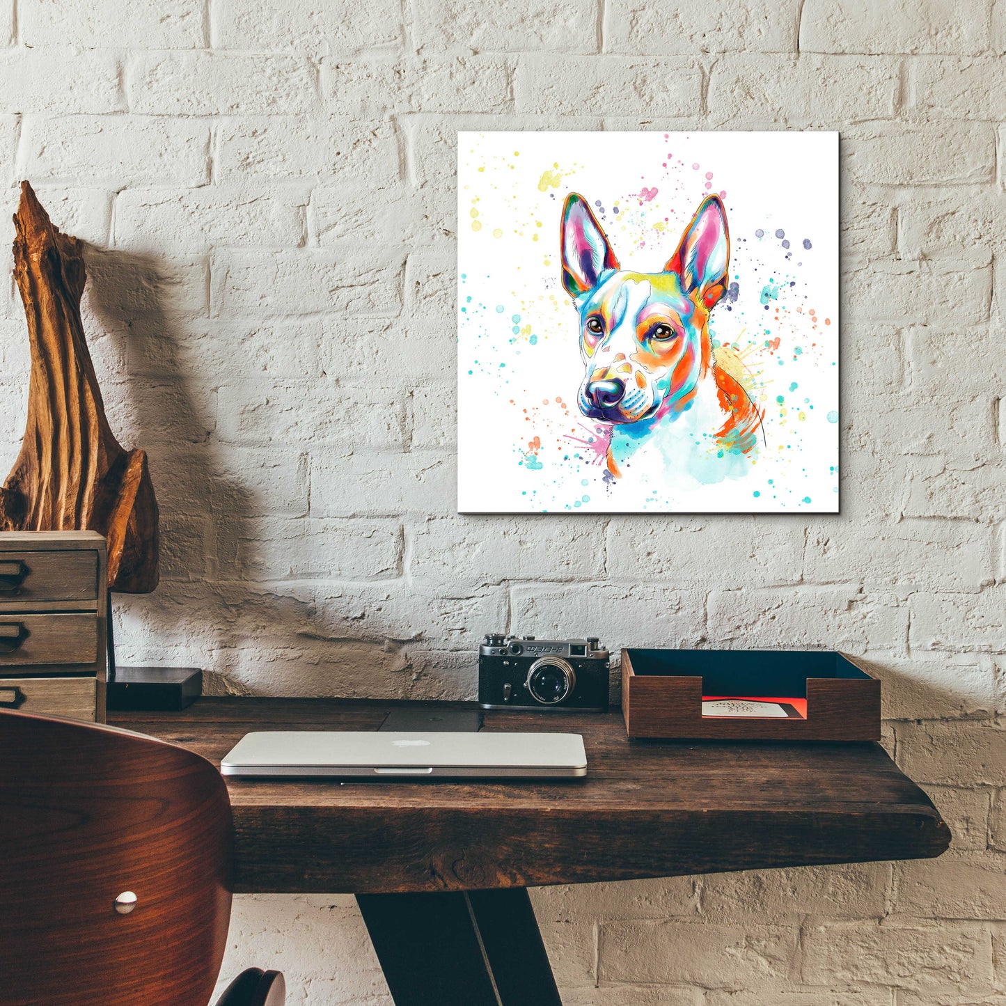 Epic Art 'Colorful Watercolor Basenji' by Furbaby Affiliates, Acrylic Glass Wall Art,12x12