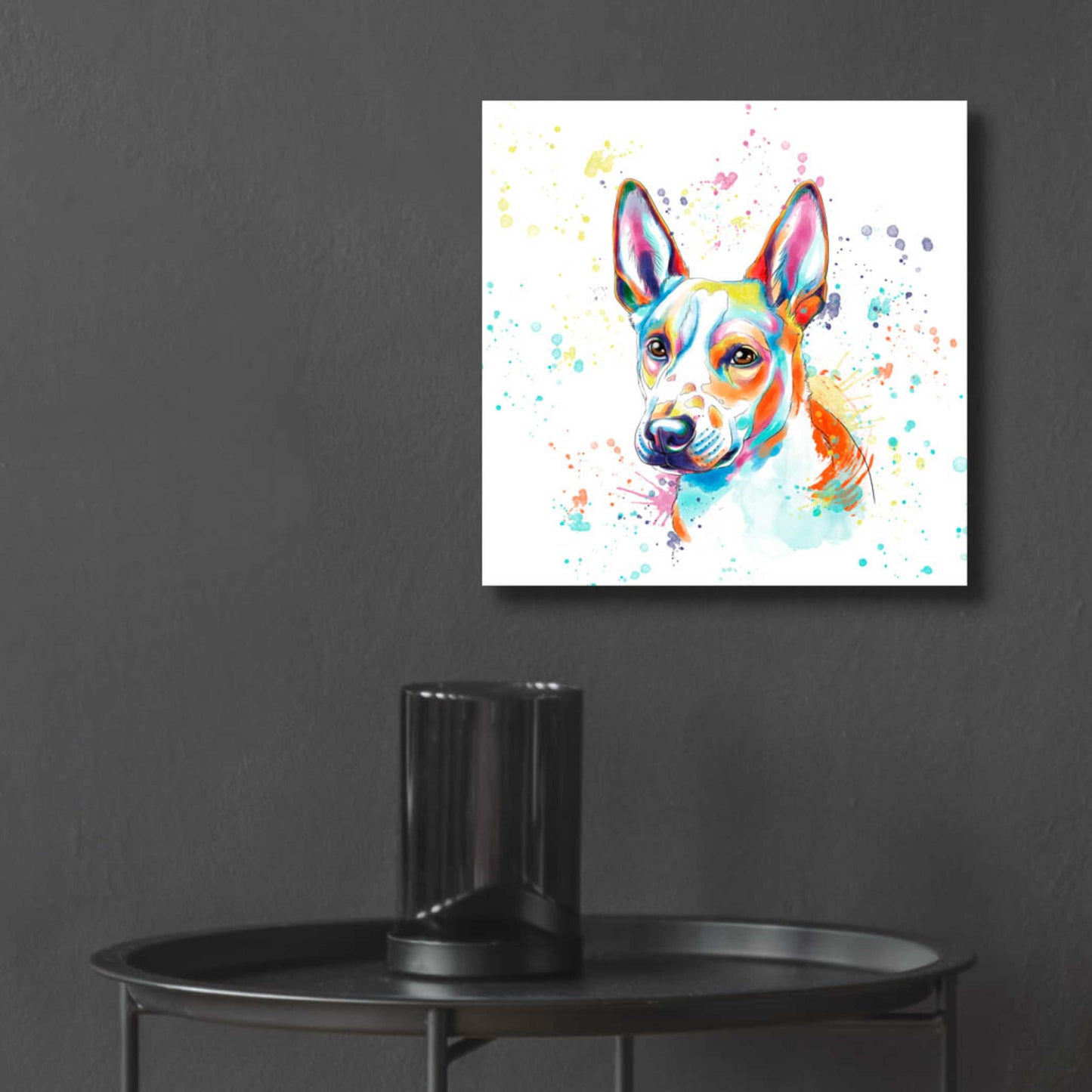 Epic Art 'Colorful Watercolor Basenji' by Furbaby Affiliates, Acrylic Glass Wall Art,12x12