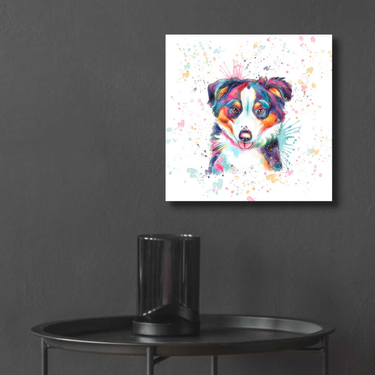 Epic Art 'Colorful Watercolor Australian Shepherd' by Furbaby Affiliates, Acrylic Glass Wall Art,12x12