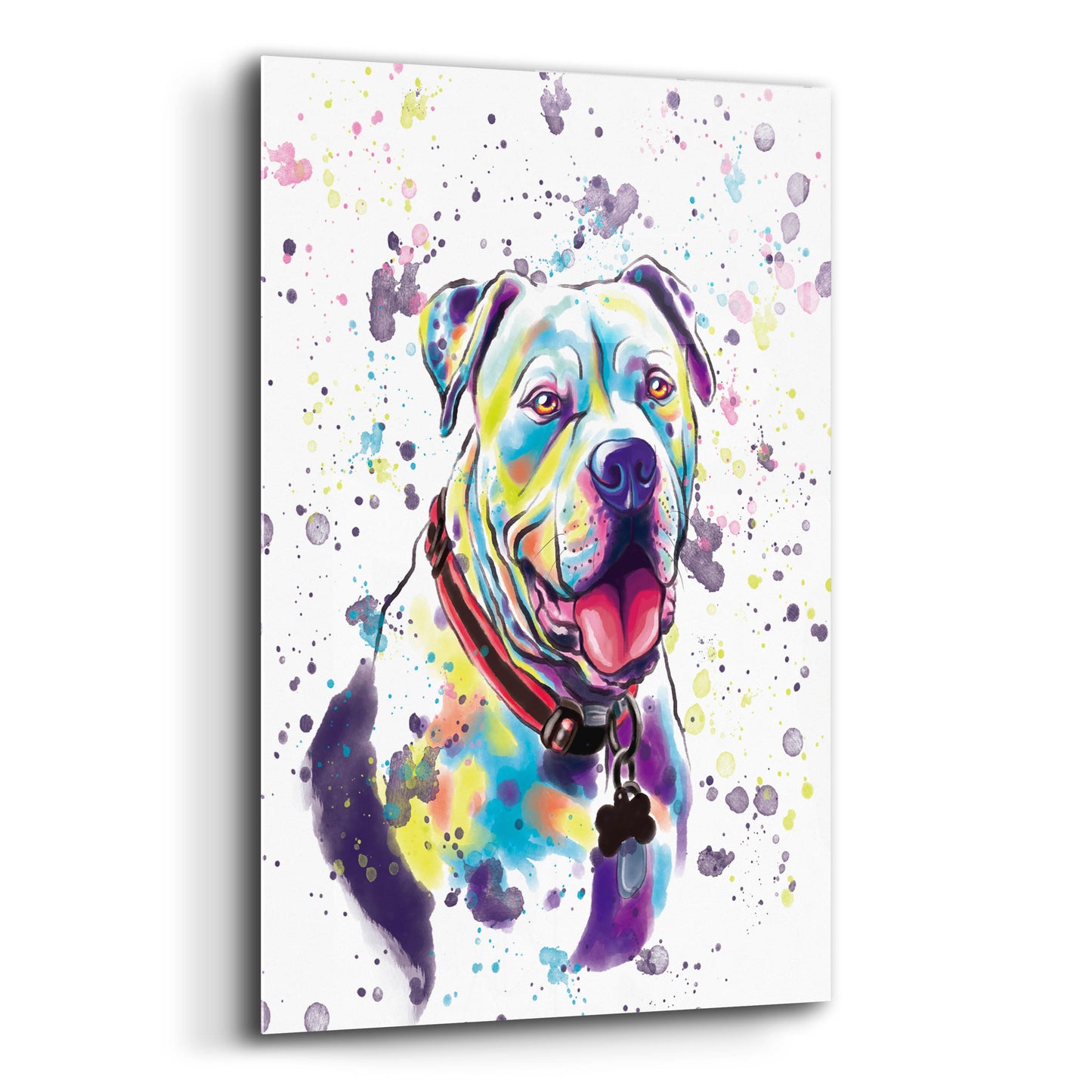 Epic Art 'Colorful Watercolor American Bulldog 2' by Furbaby Affiliates, Acrylic Glass Wall Art,12x16