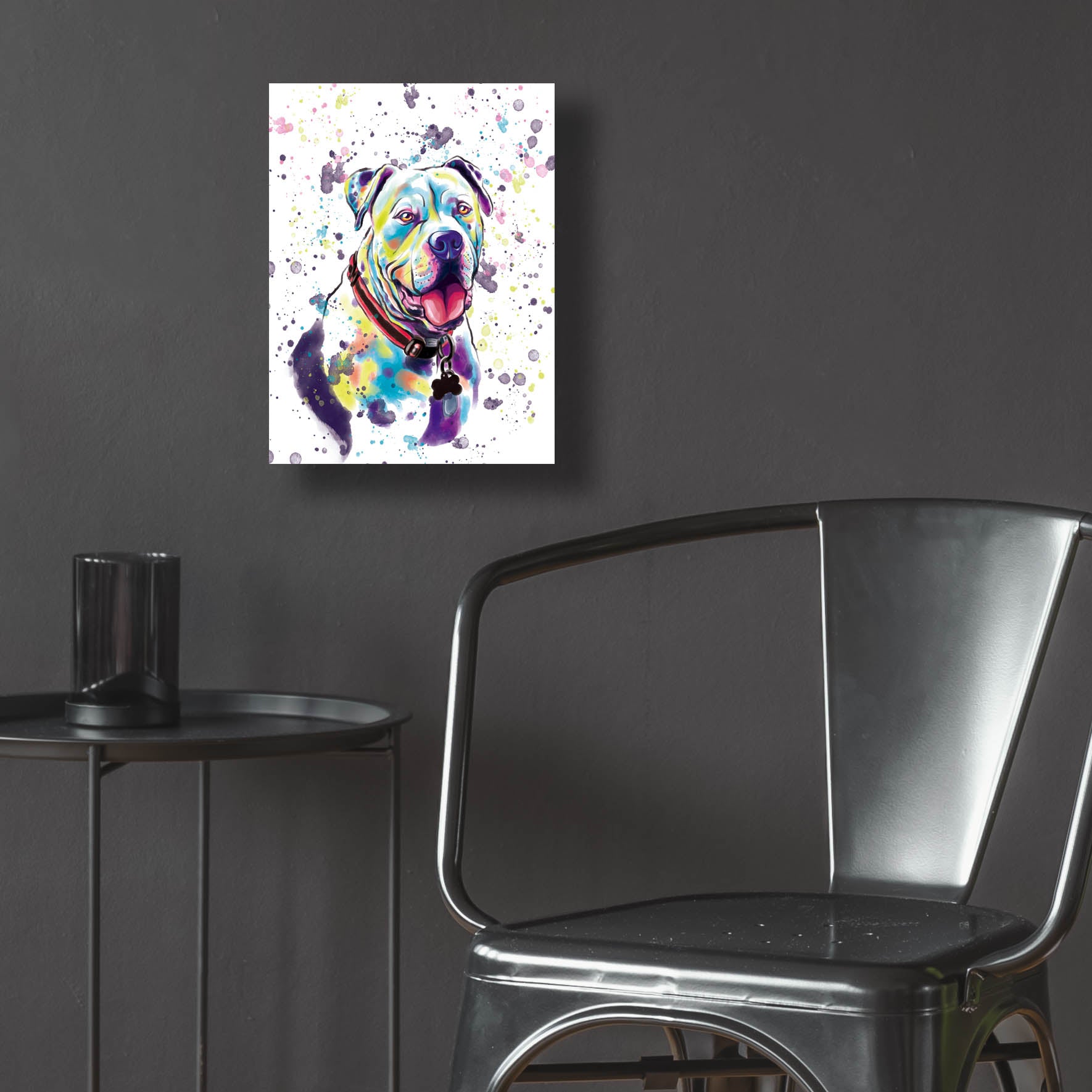 Epic Art 'Colorful Watercolor American Bulldog 2' by Furbaby Affiliates, Acrylic Glass Wall Art,12x16