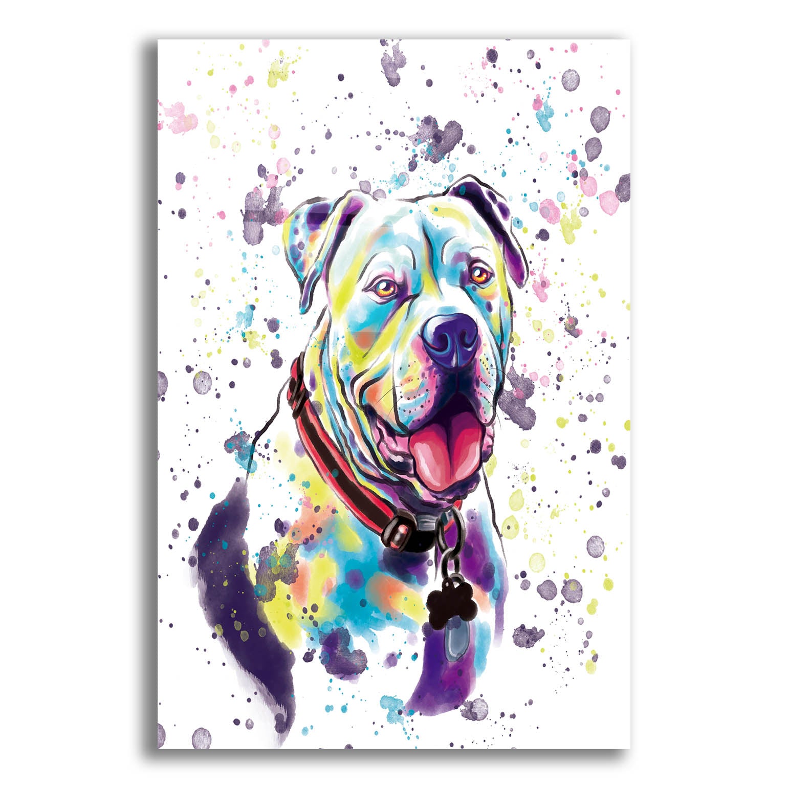 Epic Art 'Colorful Watercolor American Bulldog 2' by Furbaby Affiliates, Acrylic Glass Wall Art,12x16