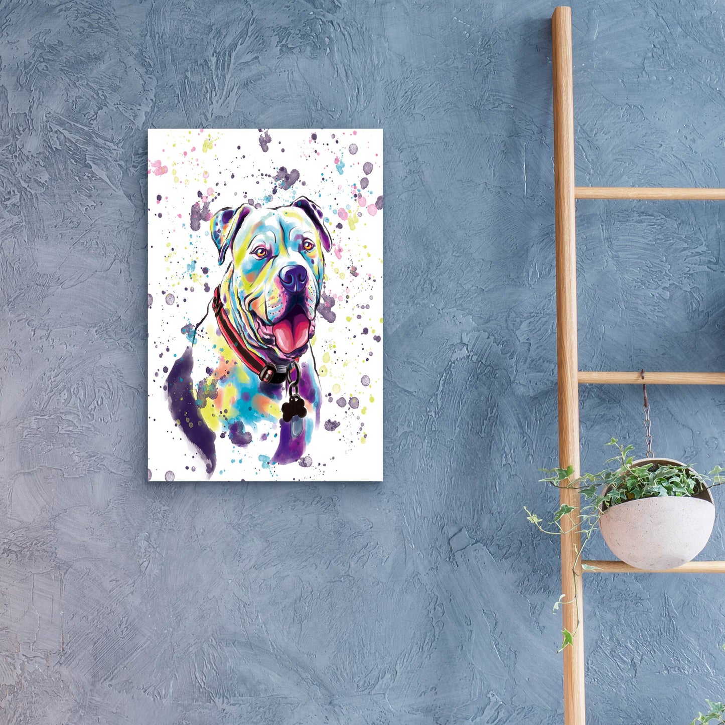 Epic Art 'Colorful Watercolor American Bulldog 2' by Furbaby Affiliates, Acrylic Glass Wall Art,16x24