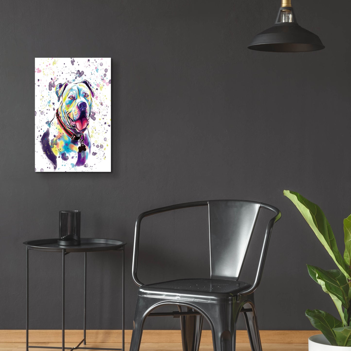 Epic Art 'Colorful Watercolor American Bulldog 2' by Furbaby Affiliates, Acrylic Glass Wall Art,16x24