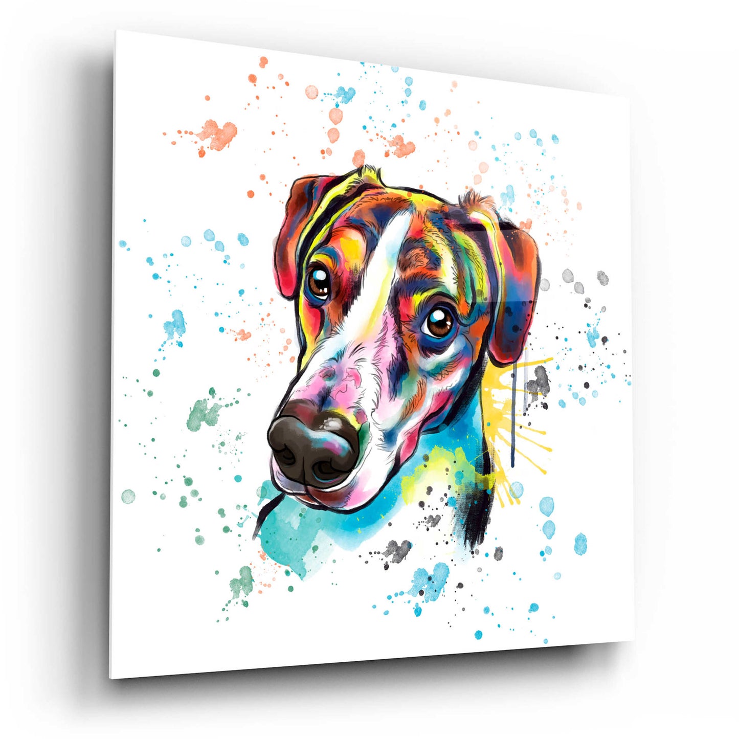 Epic Art 'Colorful Watercolor America Foxhound' by Furbaby Affiliates, Acrylic Glass Wall Art,12x12