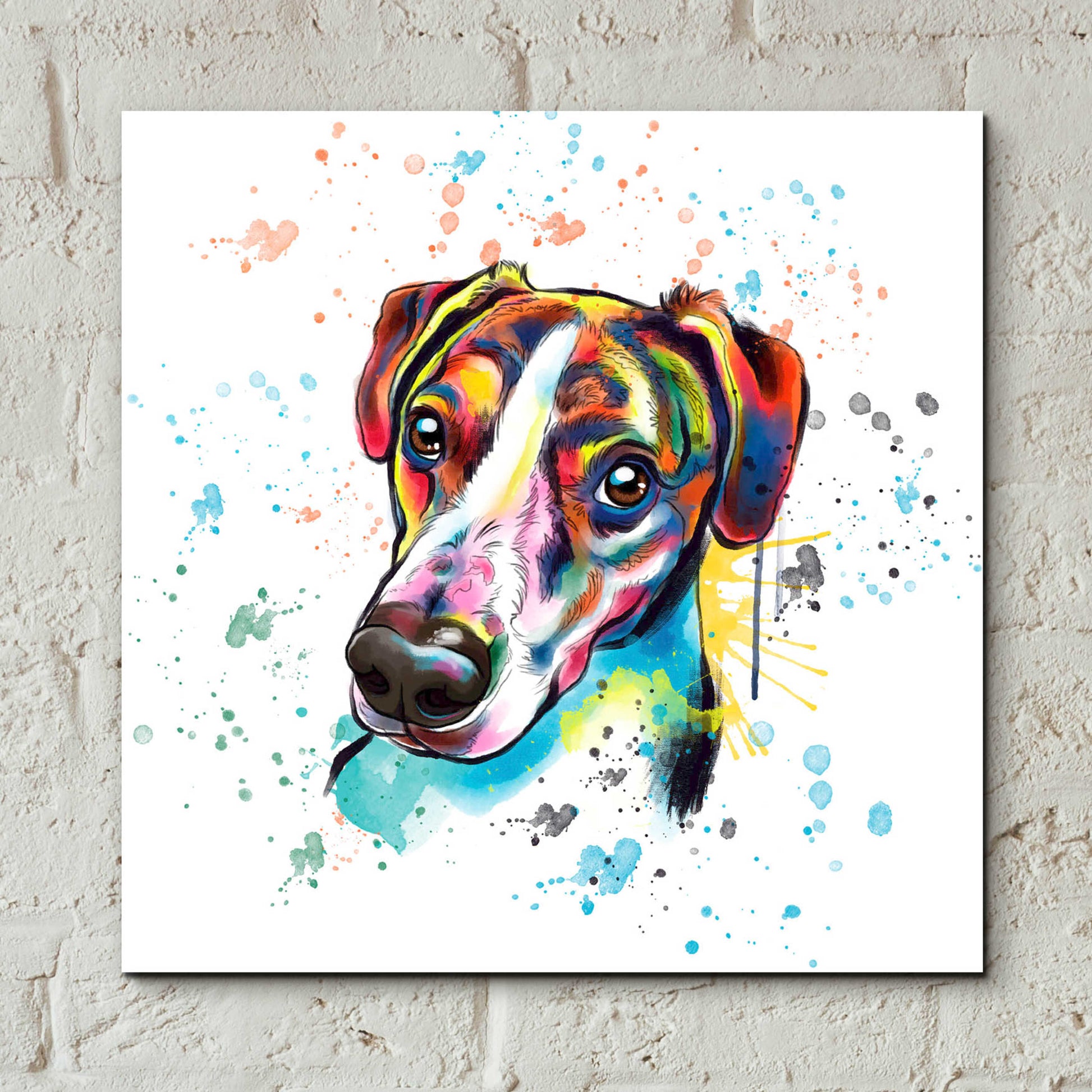 Epic Art 'Colorful Watercolor America Foxhound' by Furbaby Affiliates, Acrylic Glass Wall Art,12x12