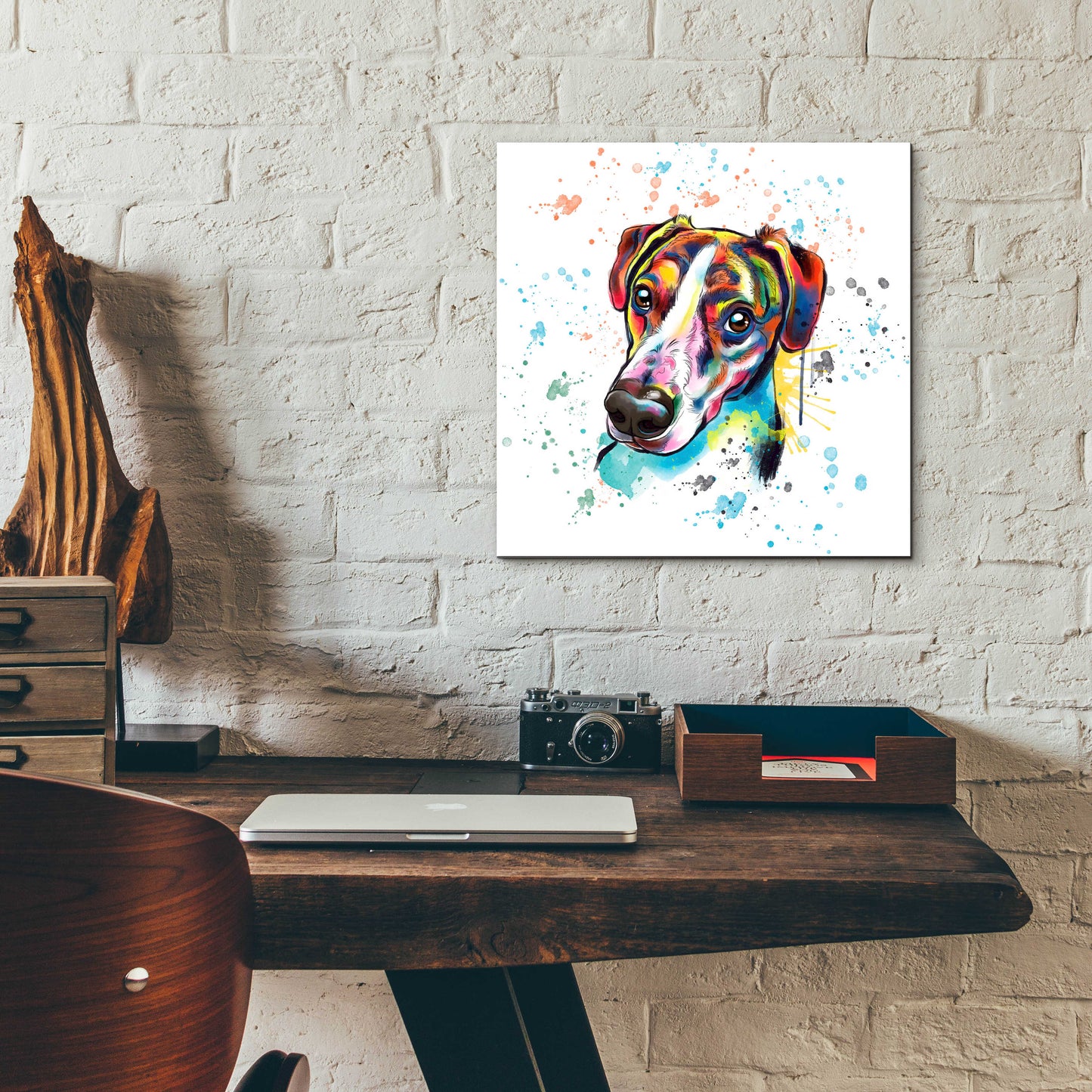 Epic Art 'Colorful Watercolor America Foxhound' by Furbaby Affiliates, Acrylic Glass Wall Art,12x12