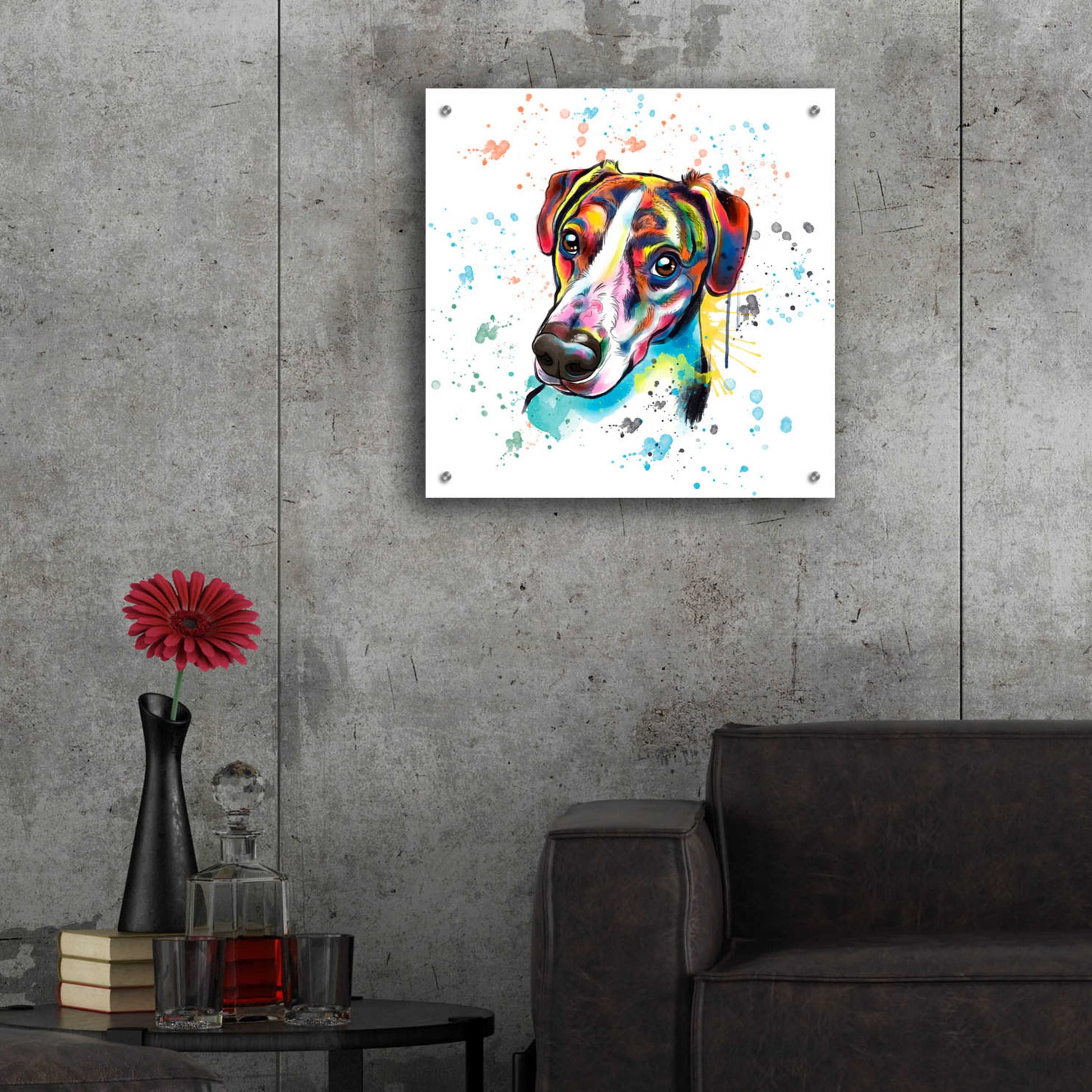 Epic Art 'Colorful Watercolor America Foxhound' by Furbaby Affiliates, Acrylic Glass Wall Art,24x24