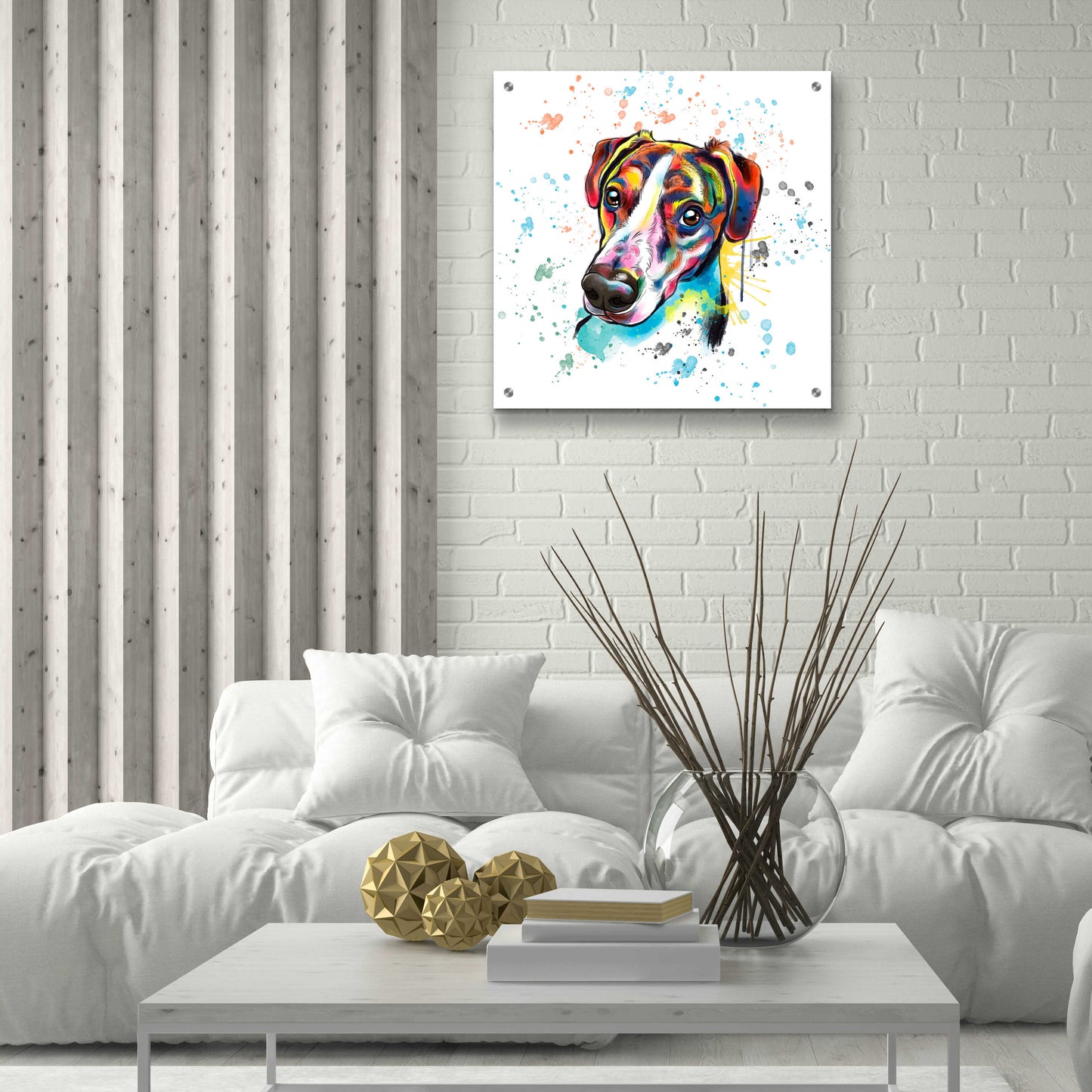 Epic Art 'Colorful Watercolor America Foxhound' by Furbaby Affiliates, Acrylic Glass Wall Art,24x24