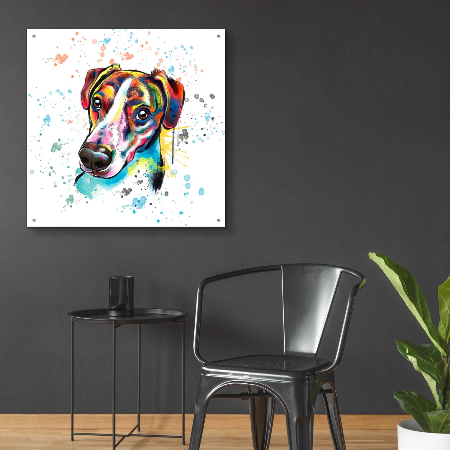 Epic Art 'Colorful Watercolor America Foxhound' by Furbaby Affiliates, Acrylic Glass Wall Art,36x36