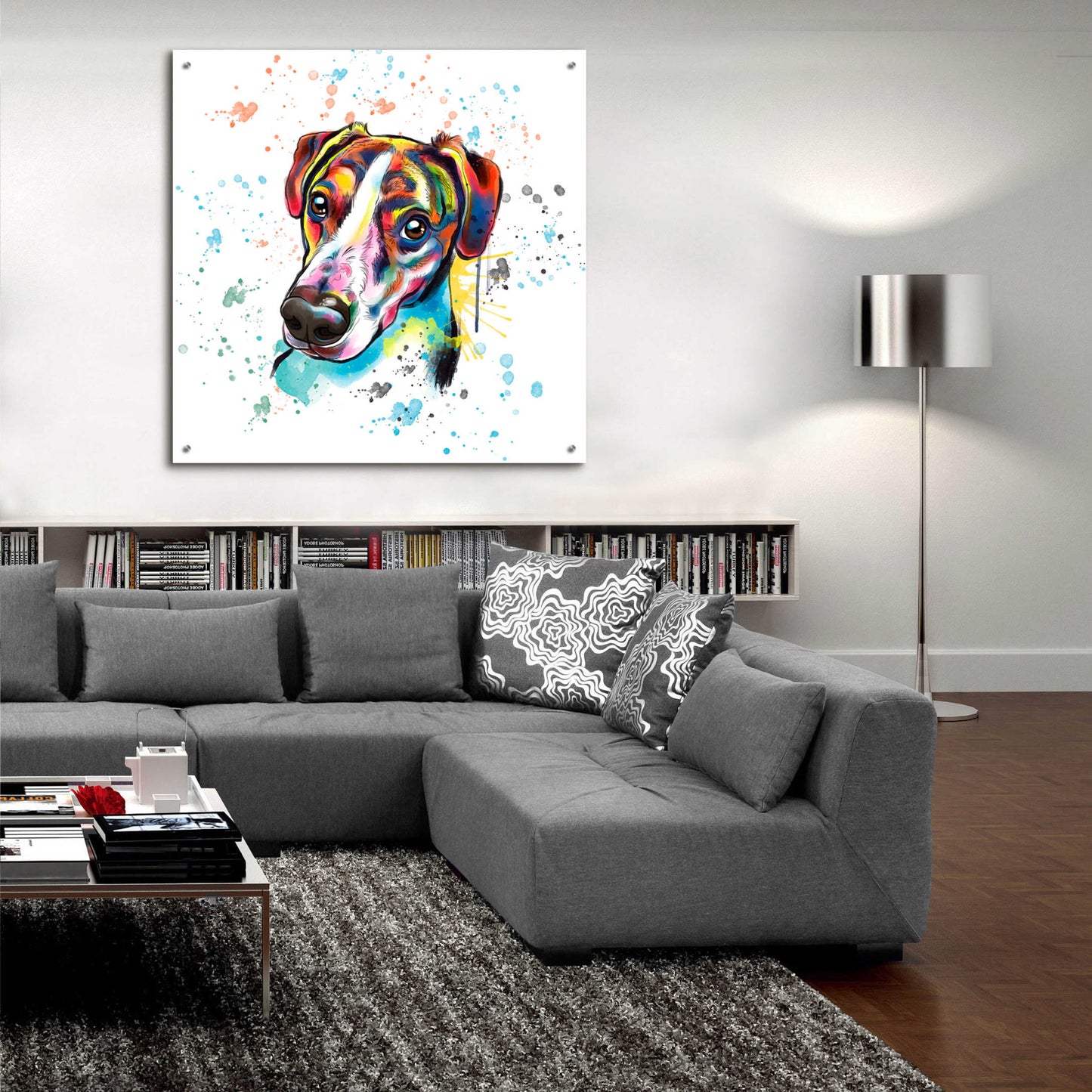 Epic Art 'Colorful Watercolor America Foxhound' by Furbaby Affiliates, Acrylic Glass Wall Art,36x36