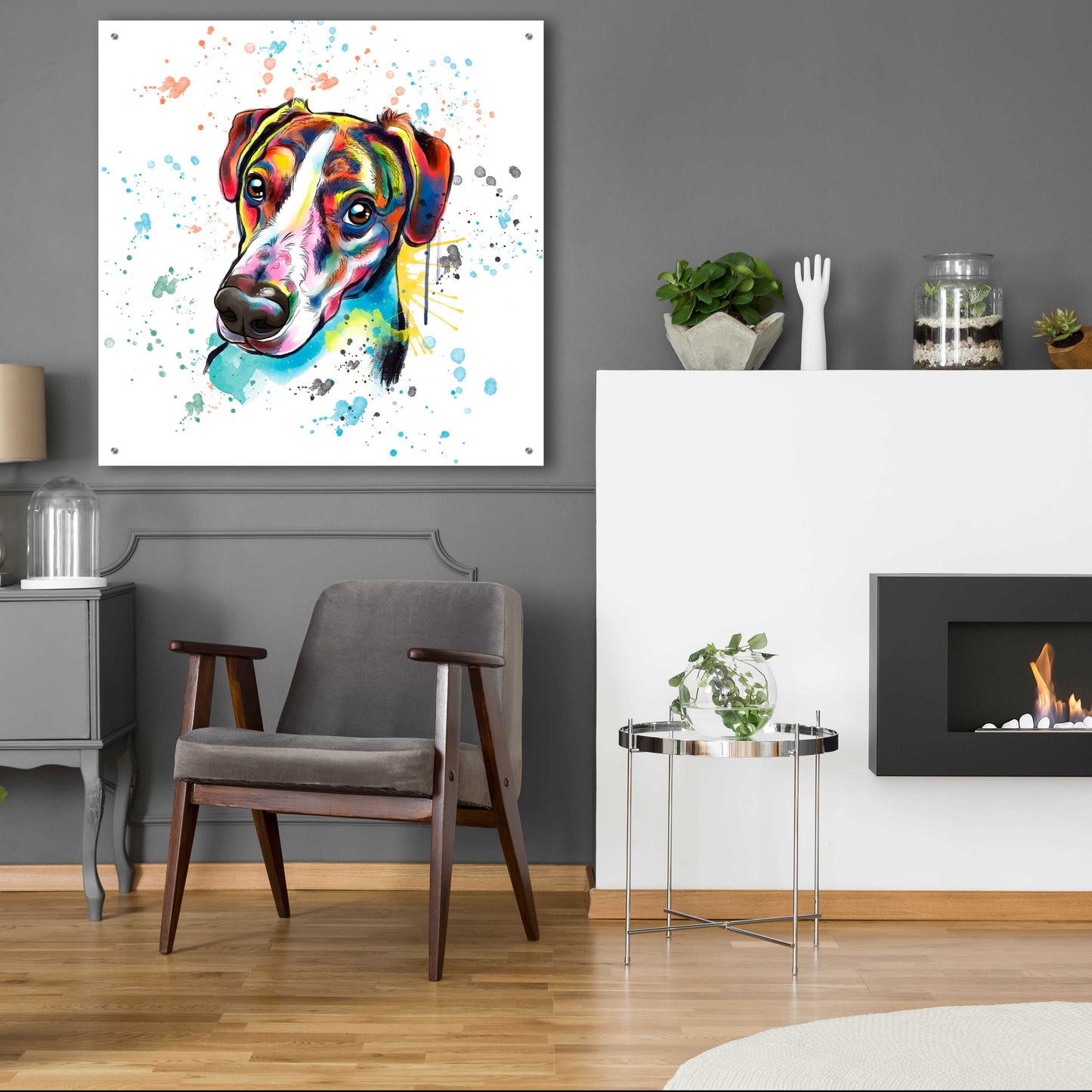 Epic Art 'Colorful Watercolor America Foxhound' by Furbaby Affiliates, Acrylic Glass Wall Art,36x36