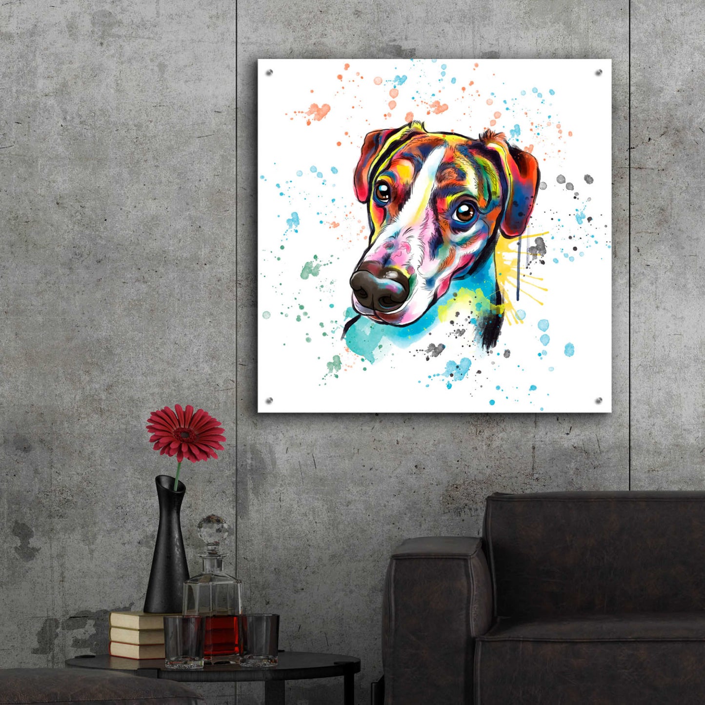 Epic Art 'Colorful Watercolor America Foxhound' by Furbaby Affiliates, Acrylic Glass Wall Art,36x36