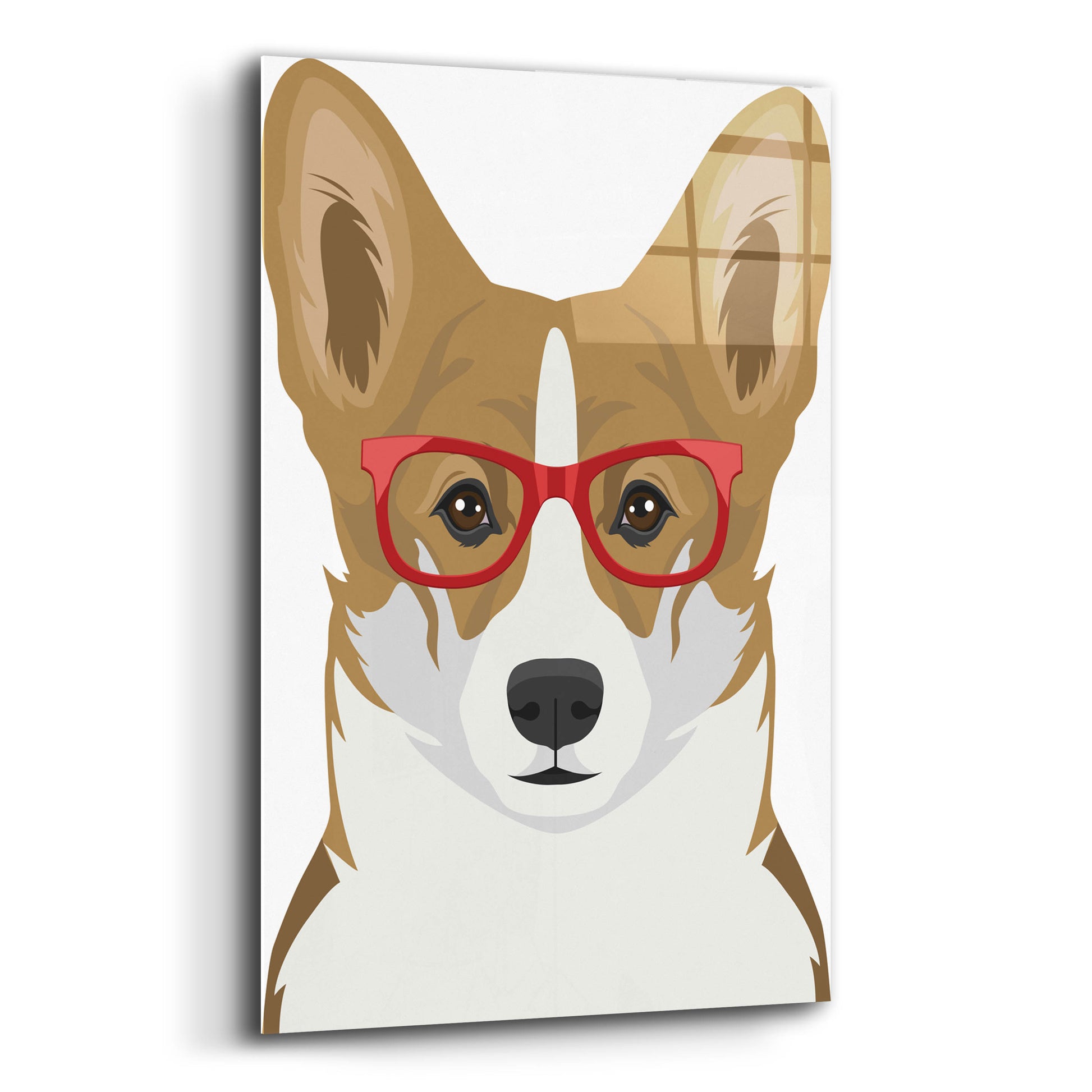 Epic Art 'Corgi Wearing Hipster Glasses 2' by Furbaby Affiliates, Acrylic Glass Wall Art,12x16