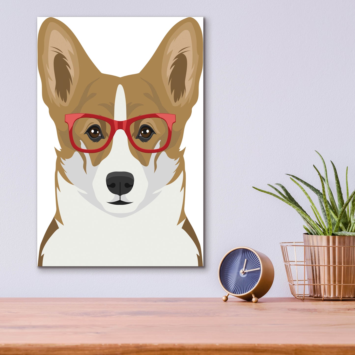 Epic Art 'Corgi Wearing Hipster Glasses 2' by Furbaby Affiliates, Acrylic Glass Wall Art,12x16