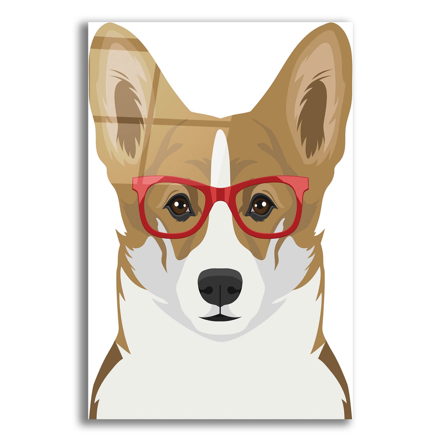 Epic Art 'Corgi Wearing Hipster Glasses 2' by Furbaby Affiliates, Acrylic Glass Wall Art,12x16