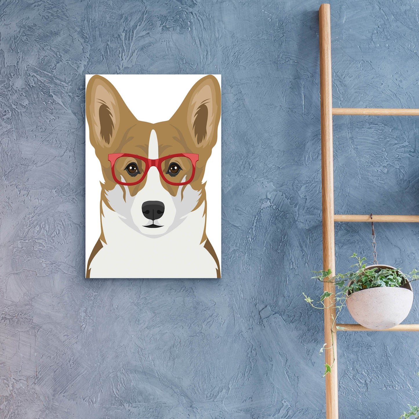 Epic Art 'Corgi Wearing Hipster Glasses 2' by Furbaby Affiliates, Acrylic Glass Wall Art,16x24