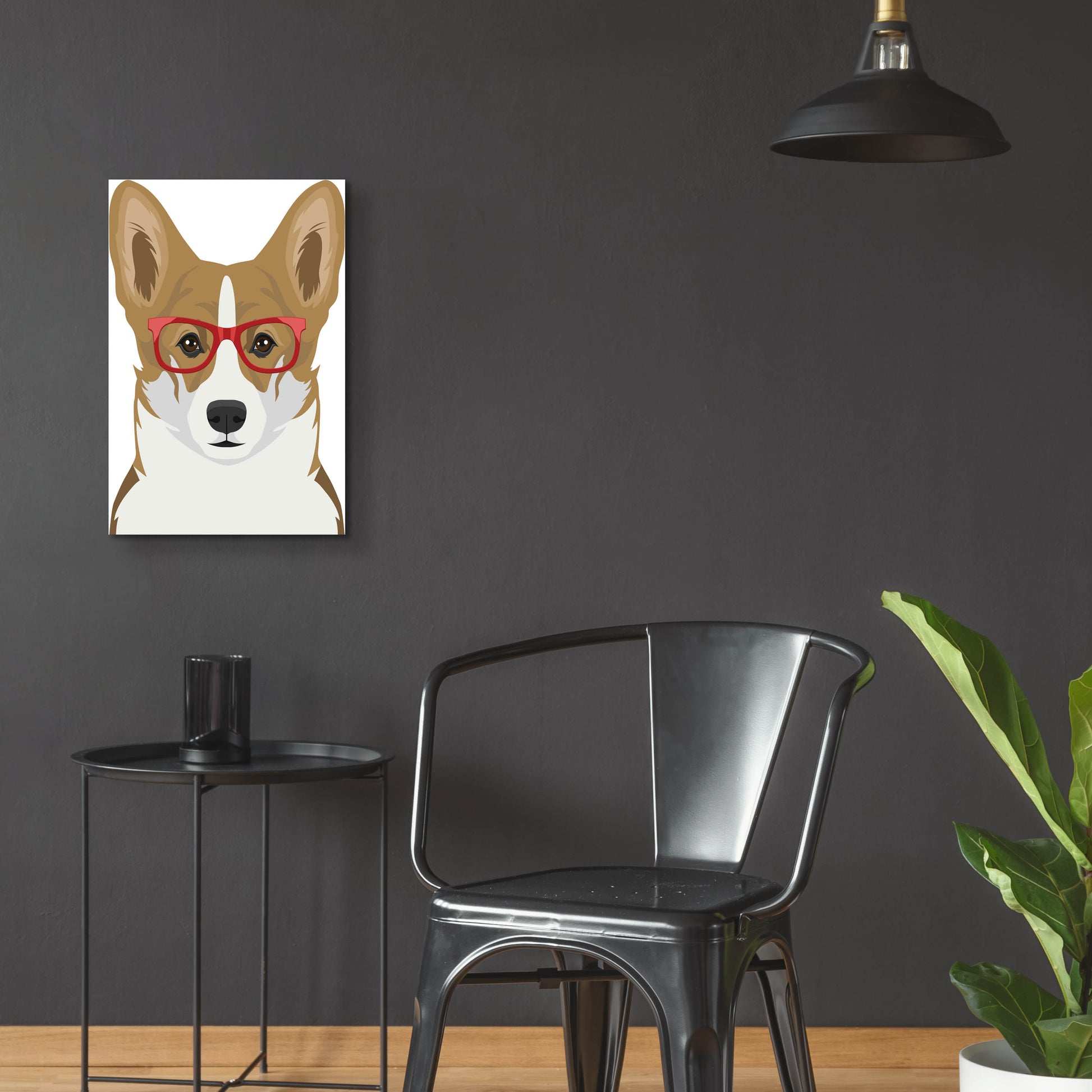 Epic Art 'Corgi Wearing Hipster Glasses 2' by Furbaby Affiliates, Acrylic Glass Wall Art,16x24