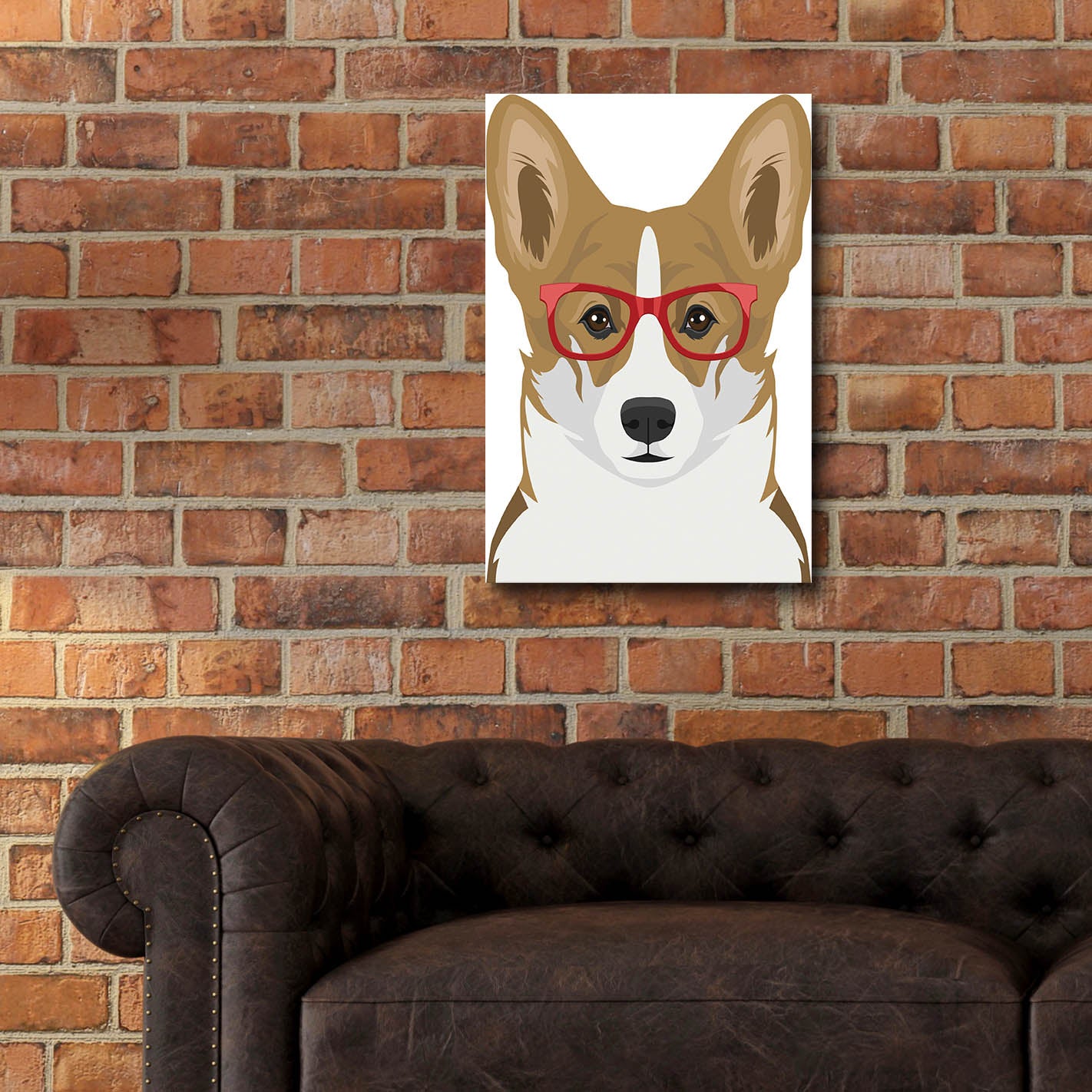 Epic Art 'Corgi Wearing Hipster Glasses 2' by Furbaby Affiliates, Acrylic Glass Wall Art,16x24