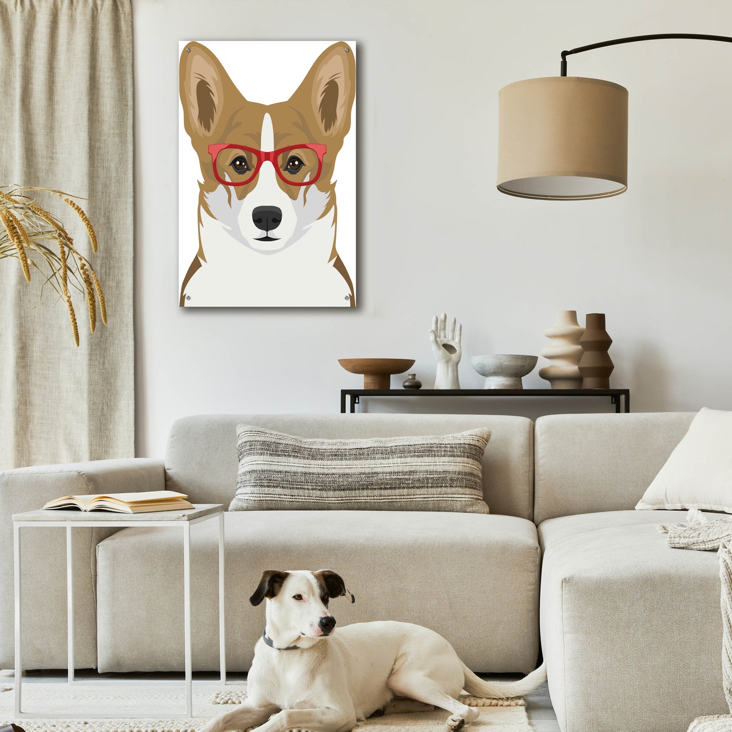 Epic Art 'Corgi Wearing Hipster Glasses 2' by Furbaby Affiliates, Acrylic Glass Wall Art,24x36