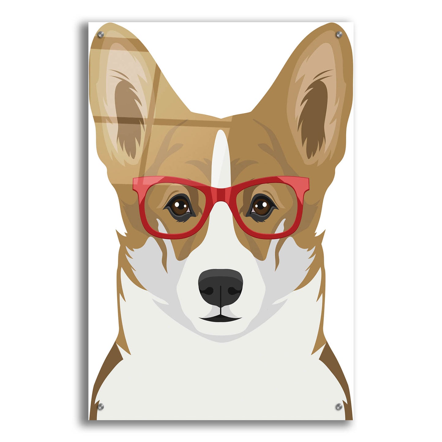 Epic Art 'Corgi Wearing Hipster Glasses 2' by Furbaby Affiliates, Acrylic Glass Wall Art,24x36