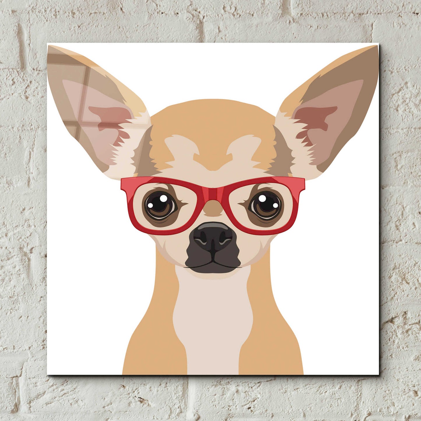 Epic Art 'Chihuahua Wearing Hipster Glasses' by Furbaby Affiliates, Acrylic Glass Wall Art,12x12