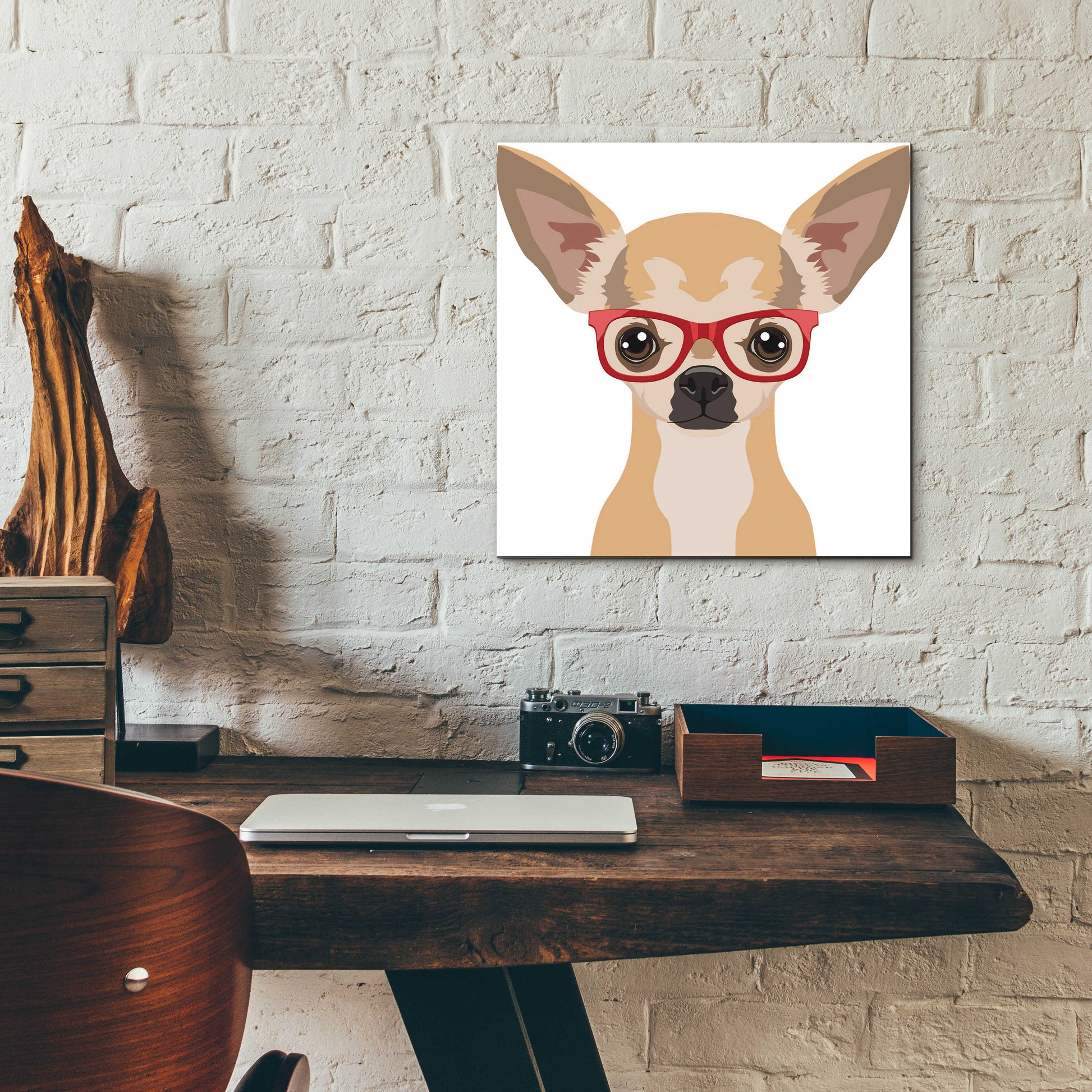 Epic Art 'Chihuahua Wearing Hipster Glasses' by Furbaby Affiliates, Acrylic Glass Wall Art,12x12