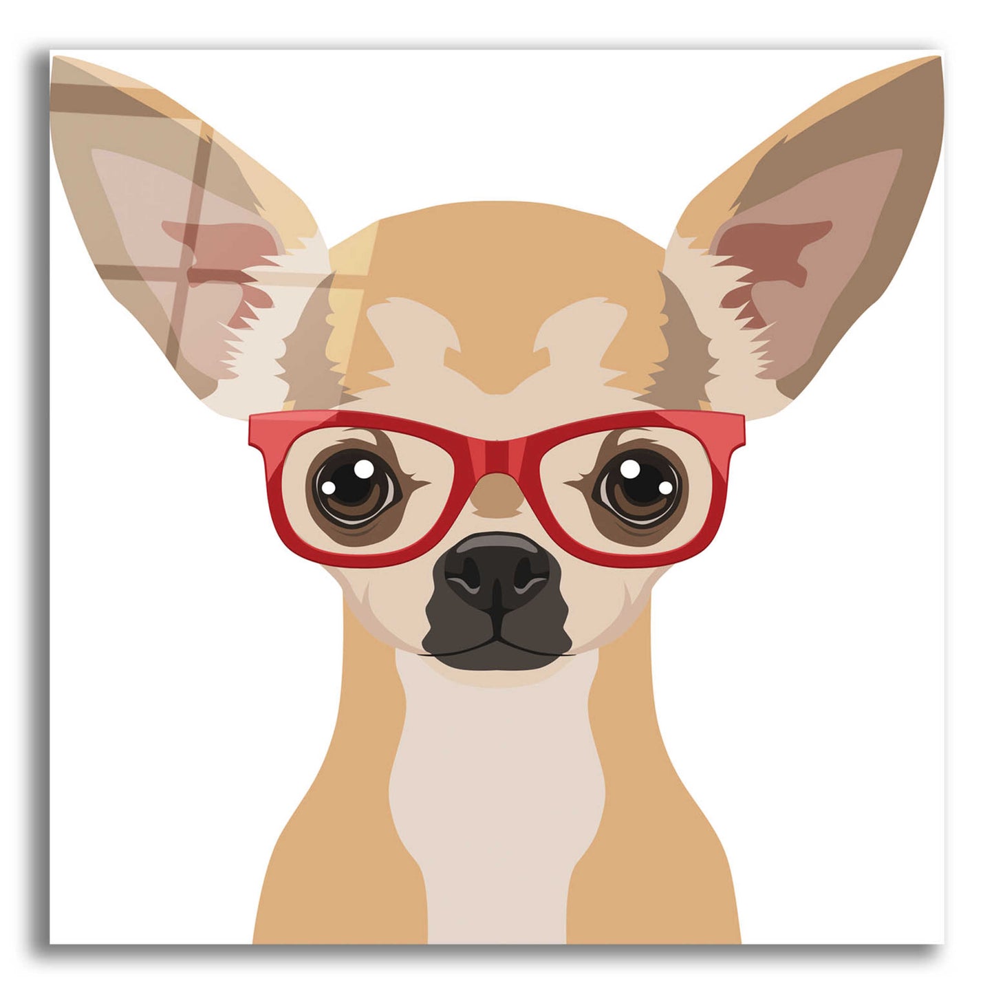 Epic Art 'Chihuahua Wearing Hipster Glasses' by Furbaby Affiliates, Acrylic Glass Wall Art,12x12