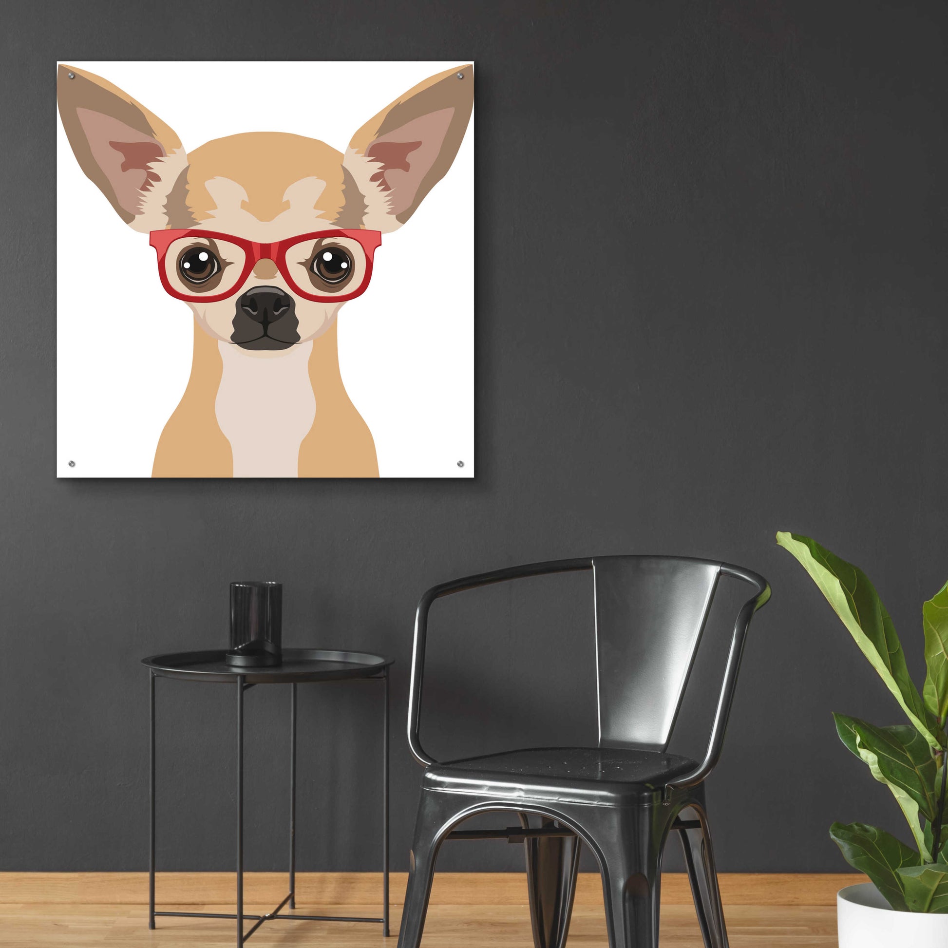 Epic Art 'Chihuahua Wearing Hipster Glasses' by Furbaby Affiliates, Acrylic Glass Wall Art,36x36