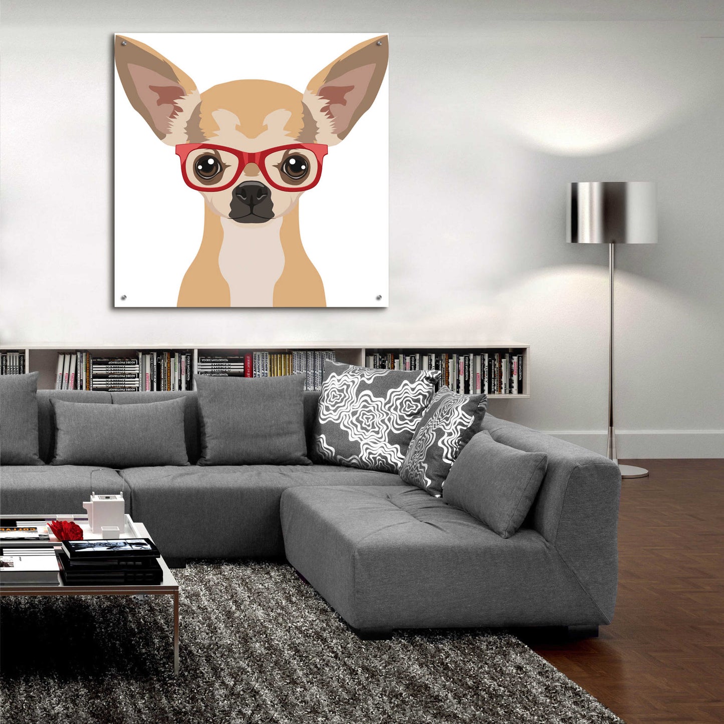 Epic Art 'Chihuahua Wearing Hipster Glasses' by Furbaby Affiliates, Acrylic Glass Wall Art,36x36