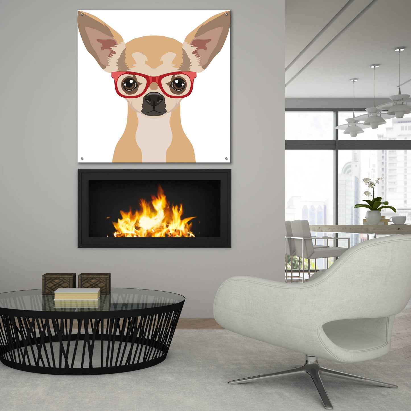 Epic Art 'Chihuahua Wearing Hipster Glasses' by Furbaby Affiliates, Acrylic Glass Wall Art,36x36