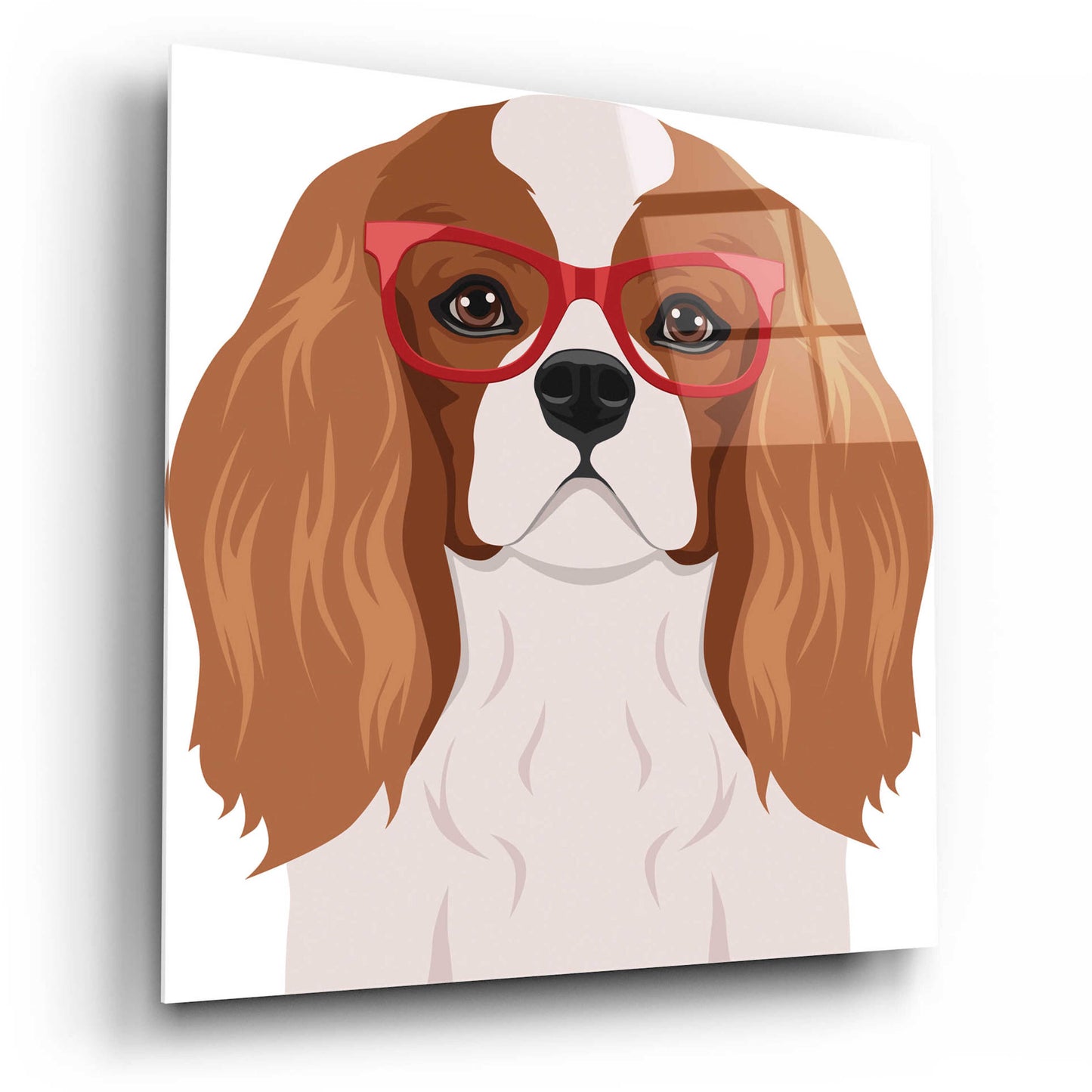 Epic Art 'Cavalier King Charles Spaniel Wearing Hipster Glasses' by Furbaby Affiliates, Acrylic Glass Wall Art,12x12