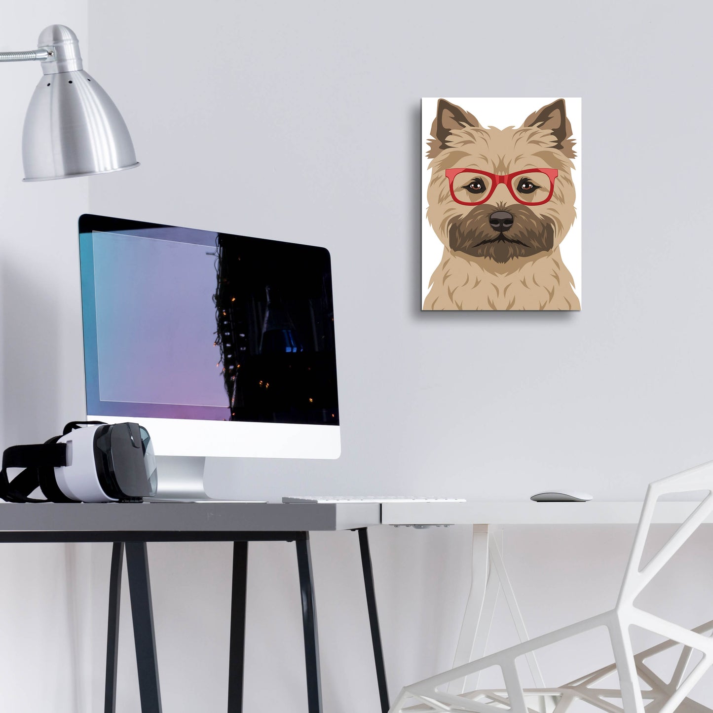 Epic Art 'Cairn Terrier Wearing Hipster Glasses' by Furbaby Affiliates, Acrylic Glass Wall Art,12x16