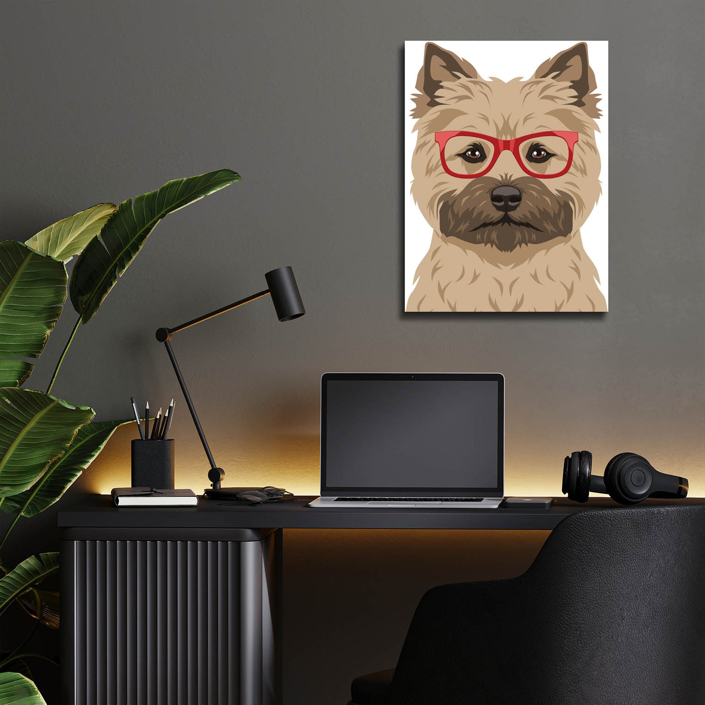 Epic Art 'Cairn Terrier Wearing Hipster Glasses' by Furbaby Affiliates, Acrylic Glass Wall Art,12x16