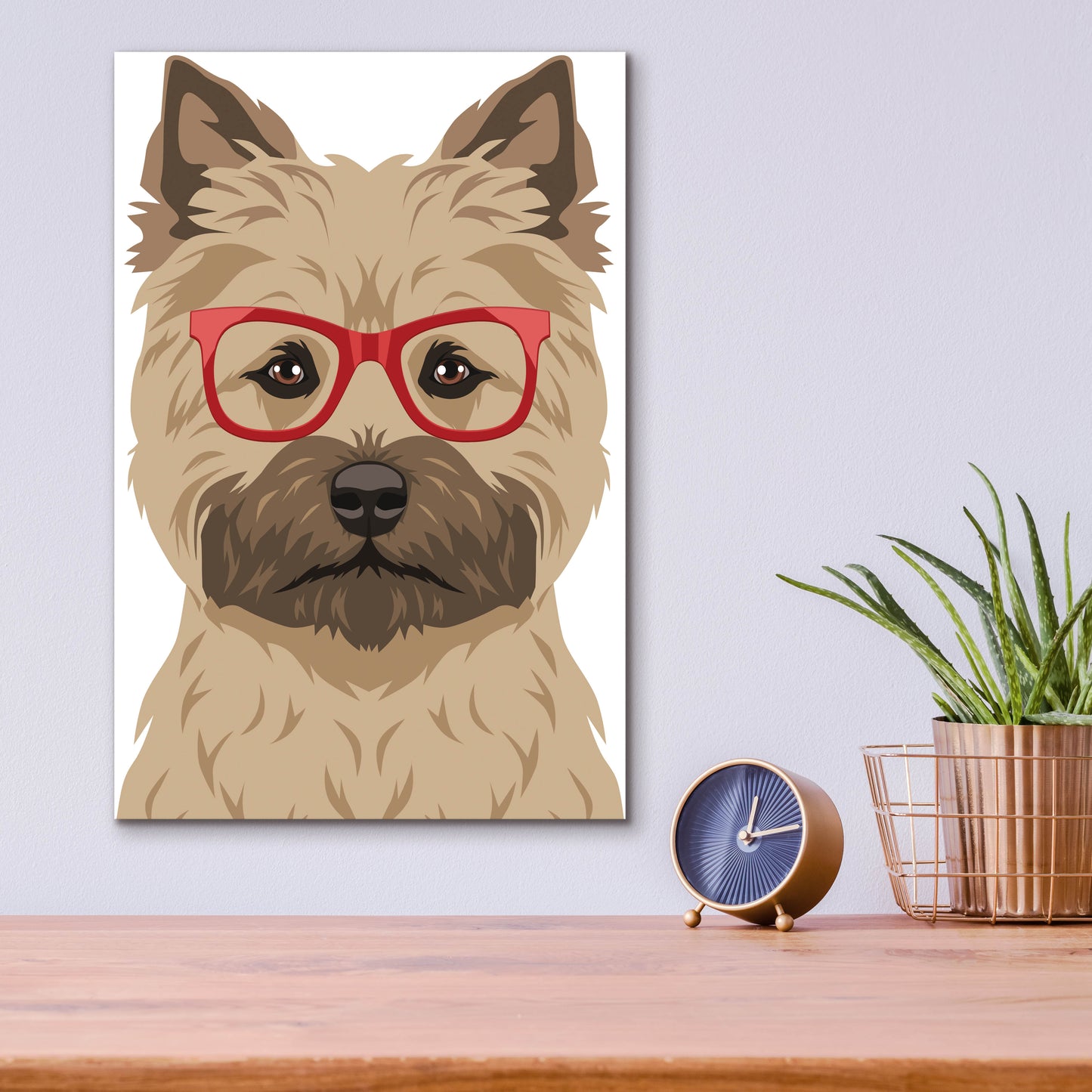 Epic Art 'Cairn Terrier Wearing Hipster Glasses' by Furbaby Affiliates, Acrylic Glass Wall Art,12x16