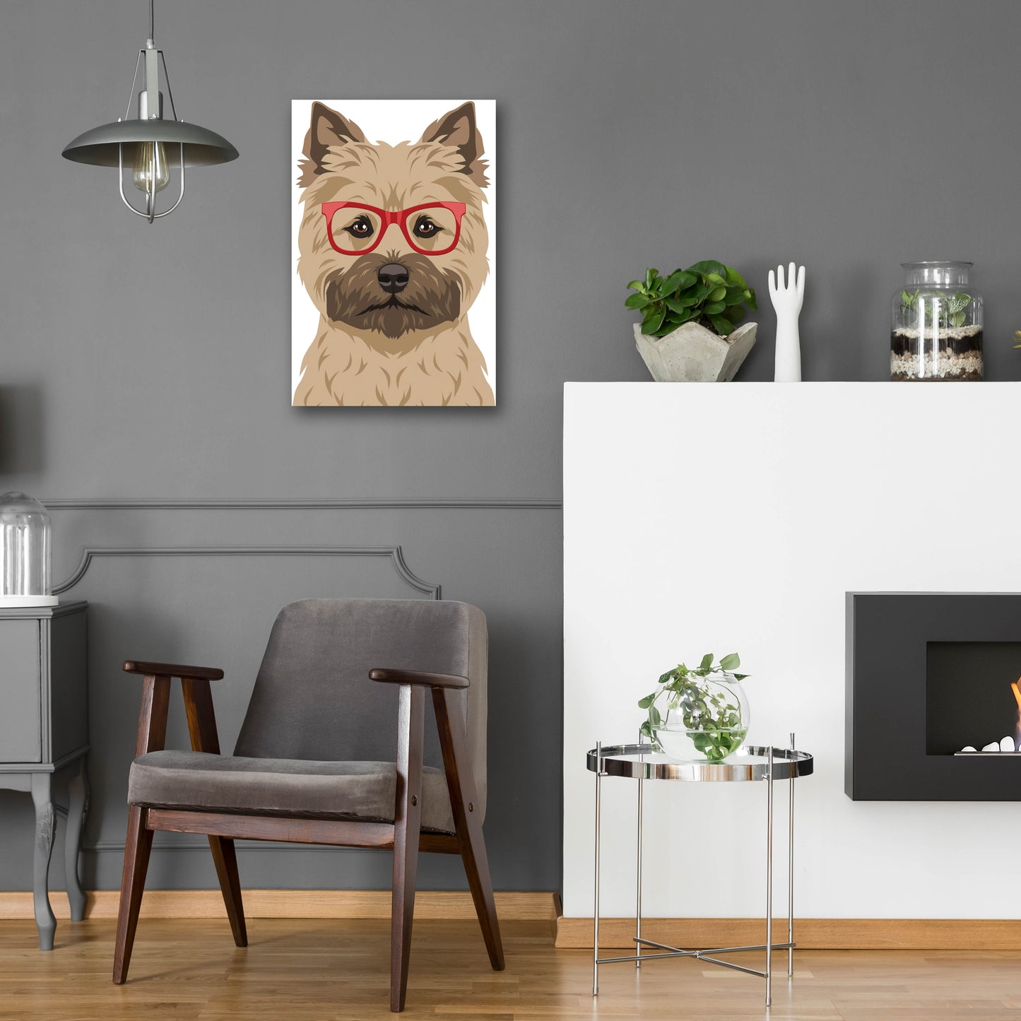 Epic Art 'Cairn Terrier Wearing Hipster Glasses' by Furbaby Affiliates, Acrylic Glass Wall Art,16x24