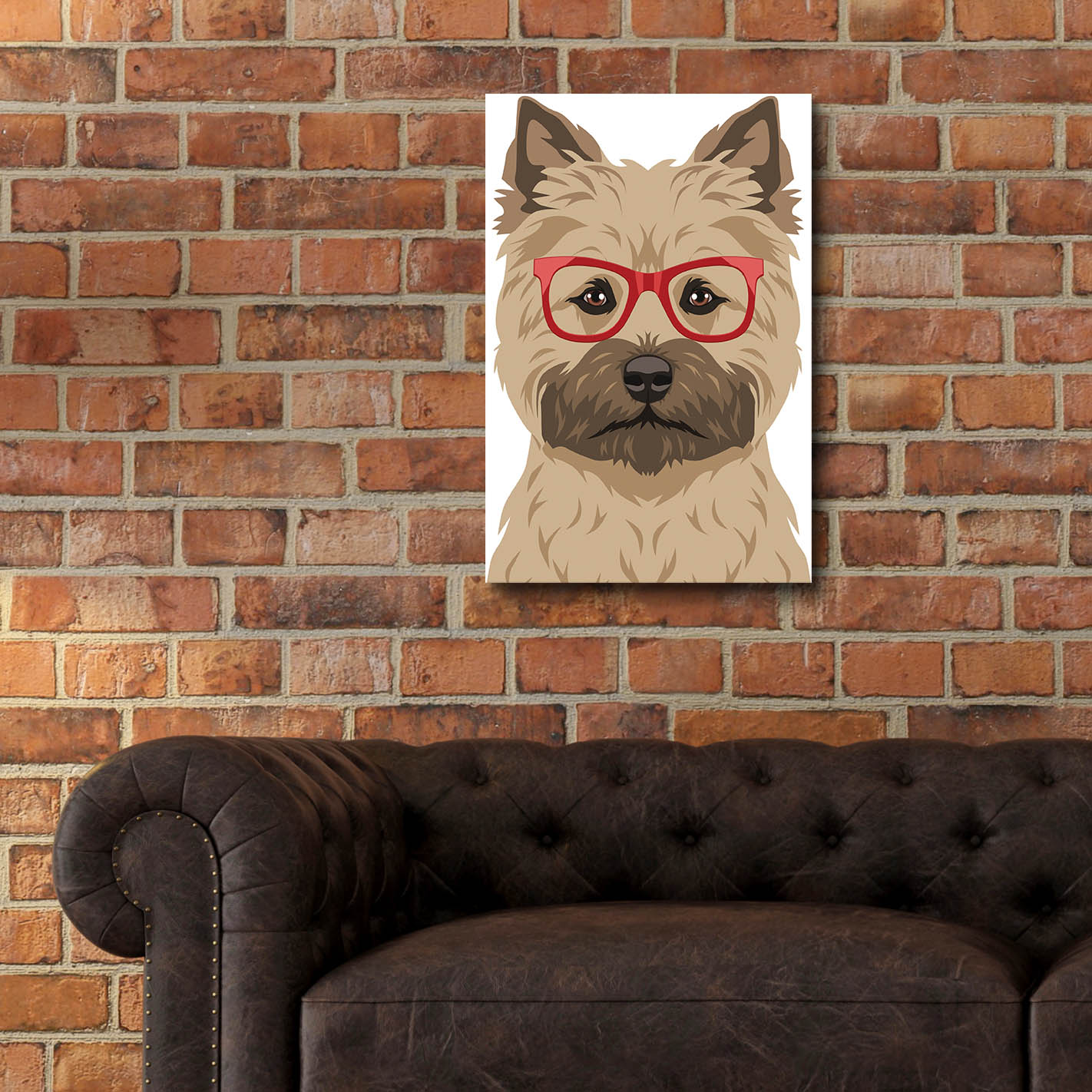 Epic Art 'Cairn Terrier Wearing Hipster Glasses' by Furbaby Affiliates, Acrylic Glass Wall Art,16x24