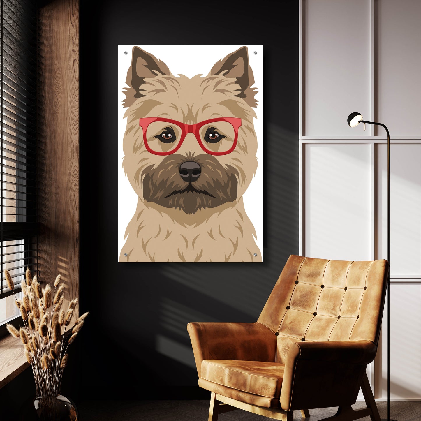 Epic Art 'Cairn Terrier Wearing Hipster Glasses' by Furbaby Affiliates, Acrylic Glass Wall Art,24x36