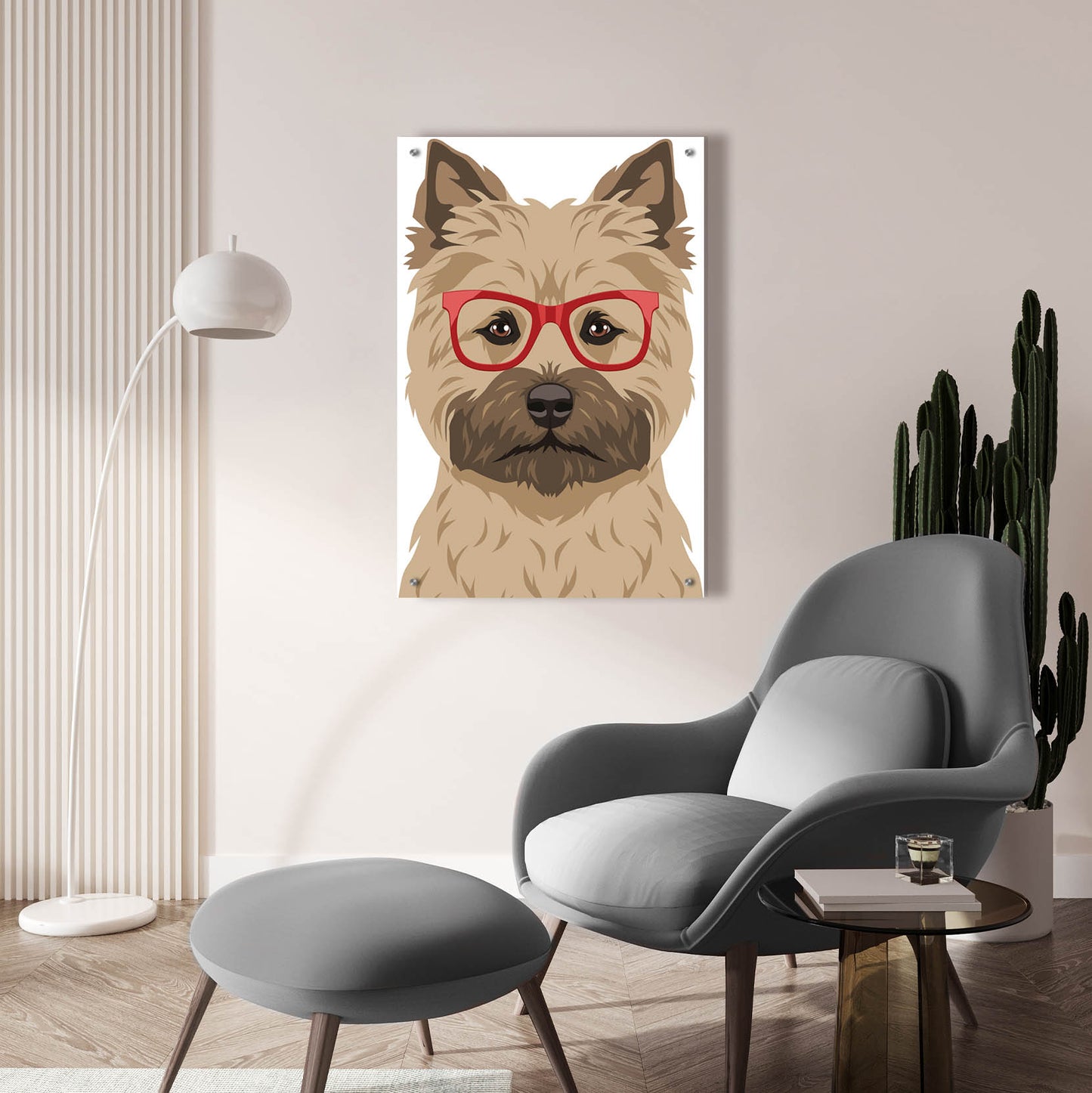 Epic Art 'Cairn Terrier Wearing Hipster Glasses' by Furbaby Affiliates, Acrylic Glass Wall Art,24x36