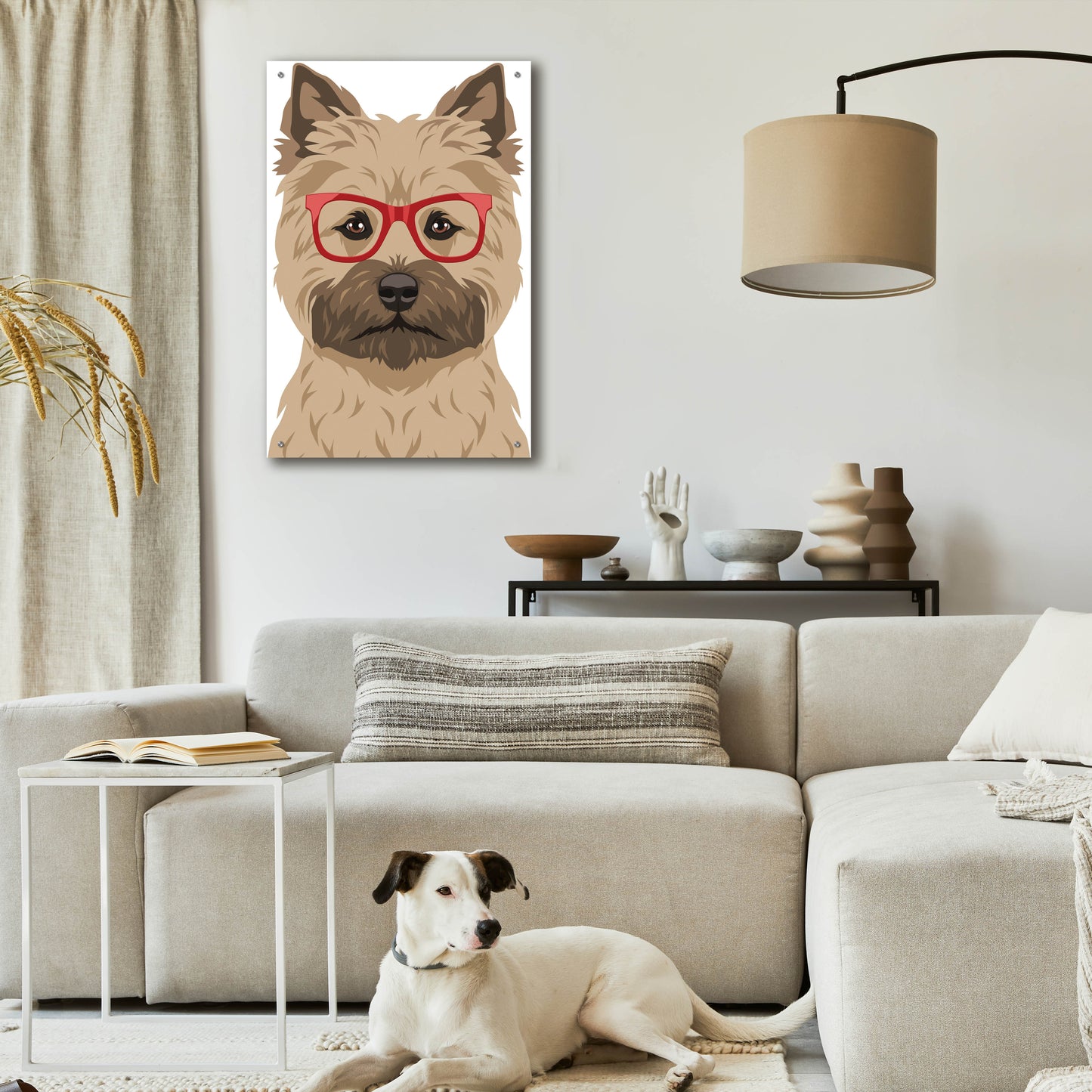 Epic Art 'Cairn Terrier Wearing Hipster Glasses' by Furbaby Affiliates, Acrylic Glass Wall Art,24x36